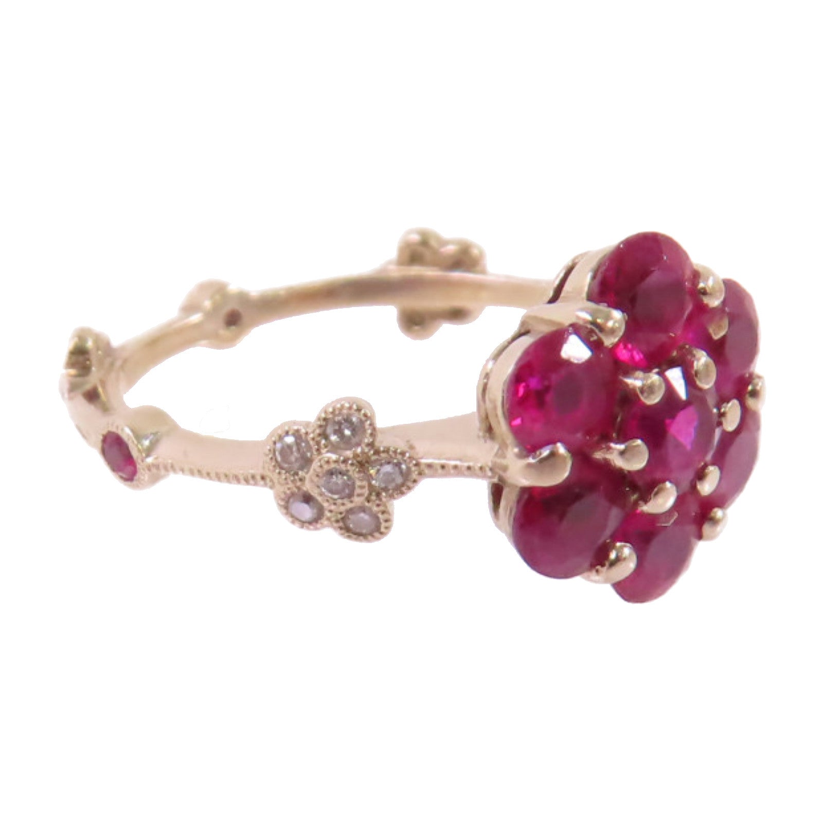 JEWELRY 18K黃金/1.49ct紅寶石/0.19ct鑽石Ruby Diamond Ring戒指US#5.75