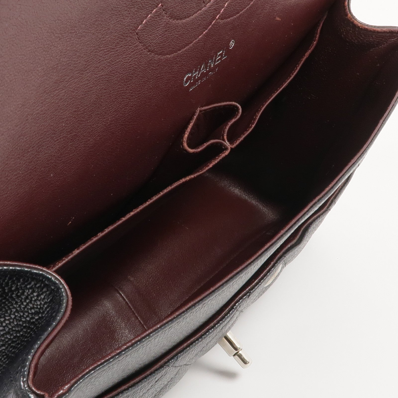 CHANEL 牛皮皮革Large Classic銀扣鏈帶肩背袋