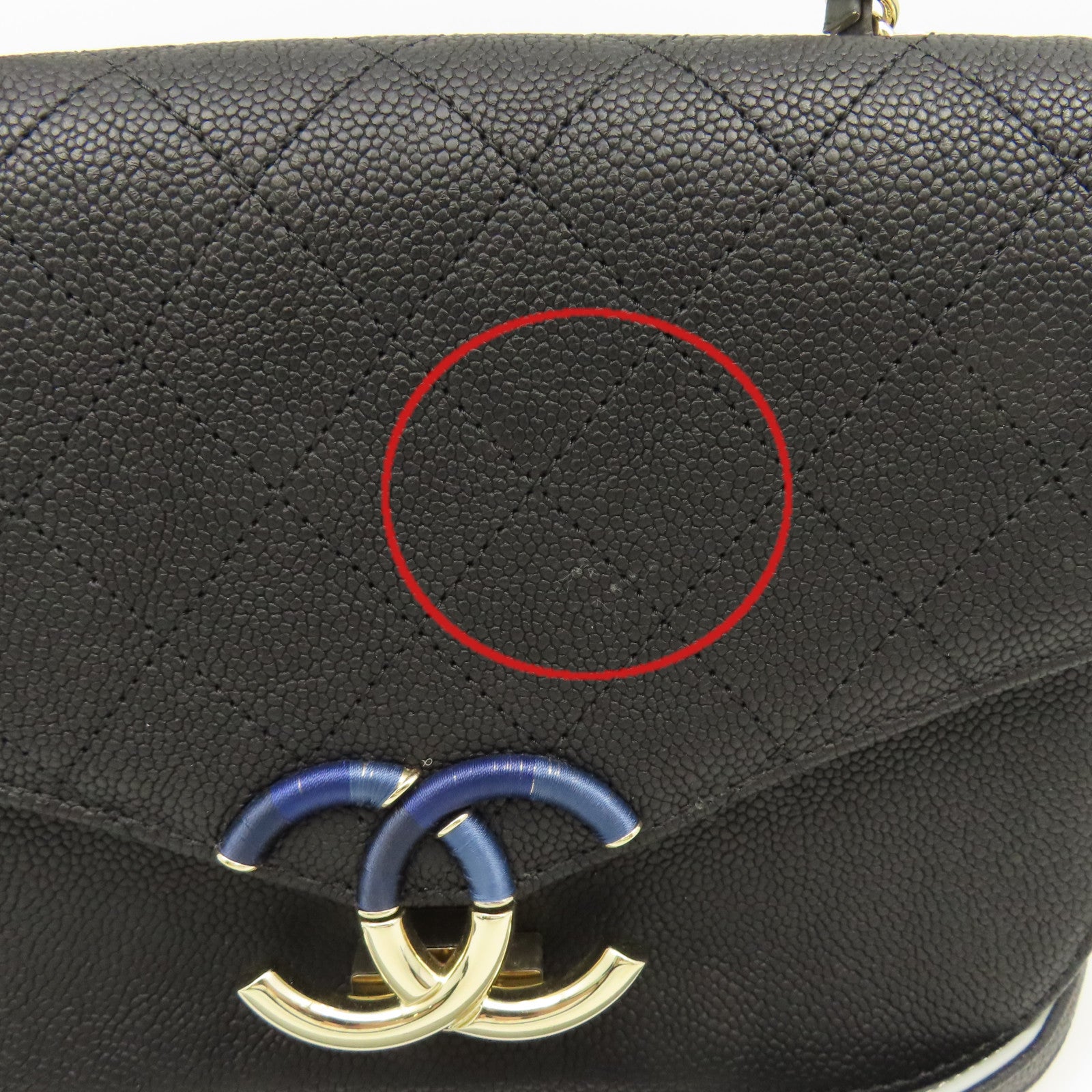 CHANEL 菱格Caviar皮革2Way Shoulder Bag金扣鏈帶手挽肩背兩用袋黑色