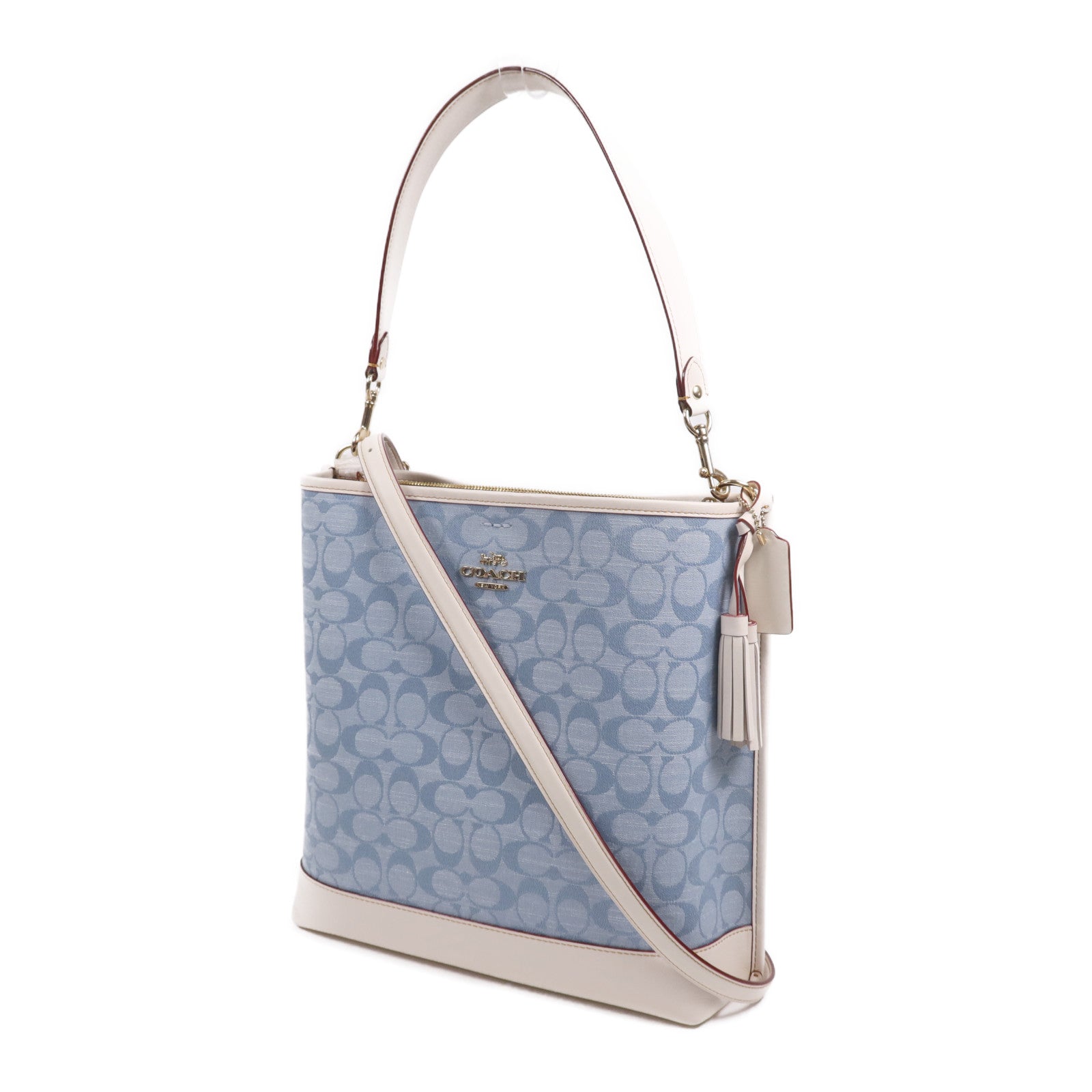 COACH 帆布/皮革2 Way Shoulder Bag金扣手挽肩背兩用袋