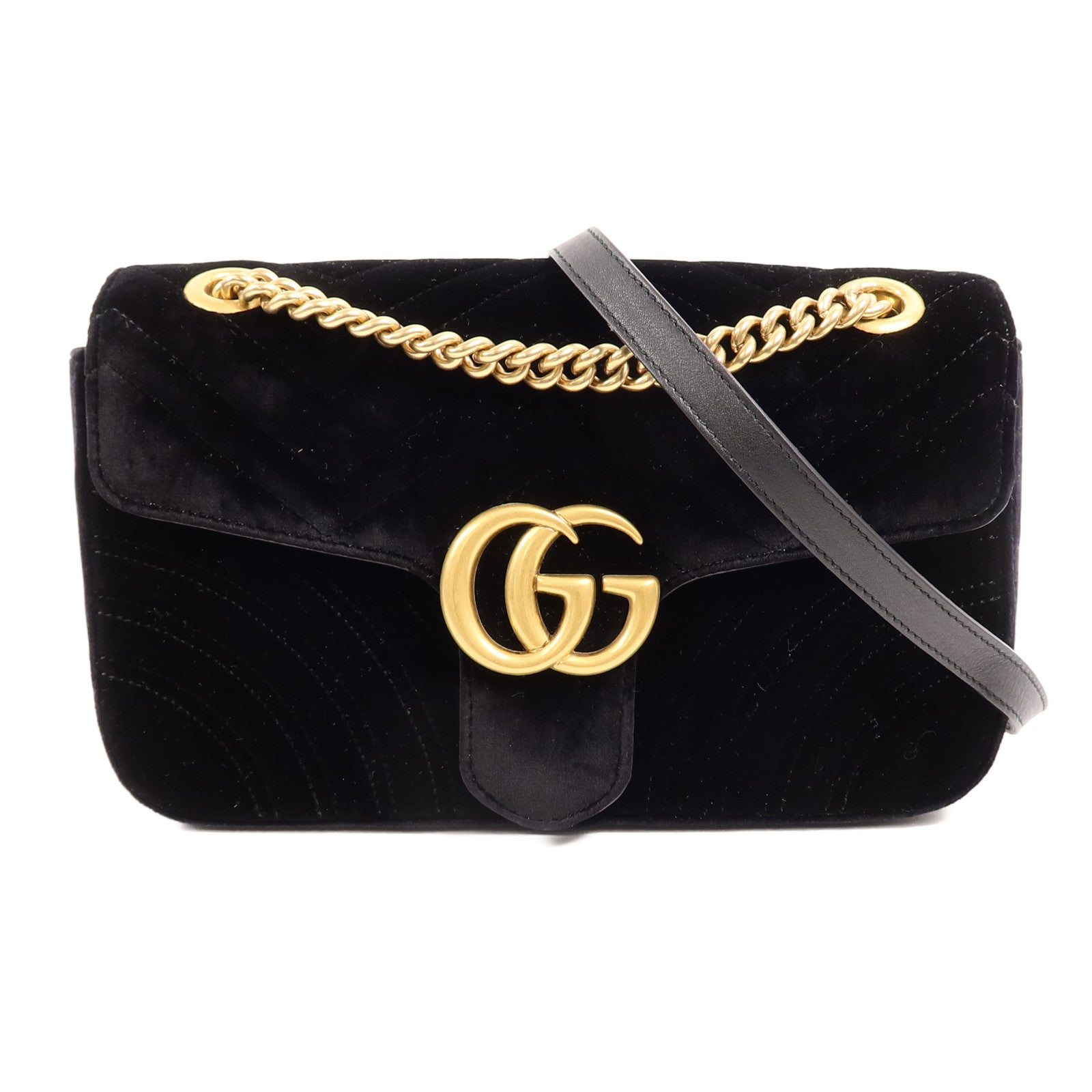 GUCCI 天鵝絨GG Marmont Shoulder Bag鏈帶肩背袋