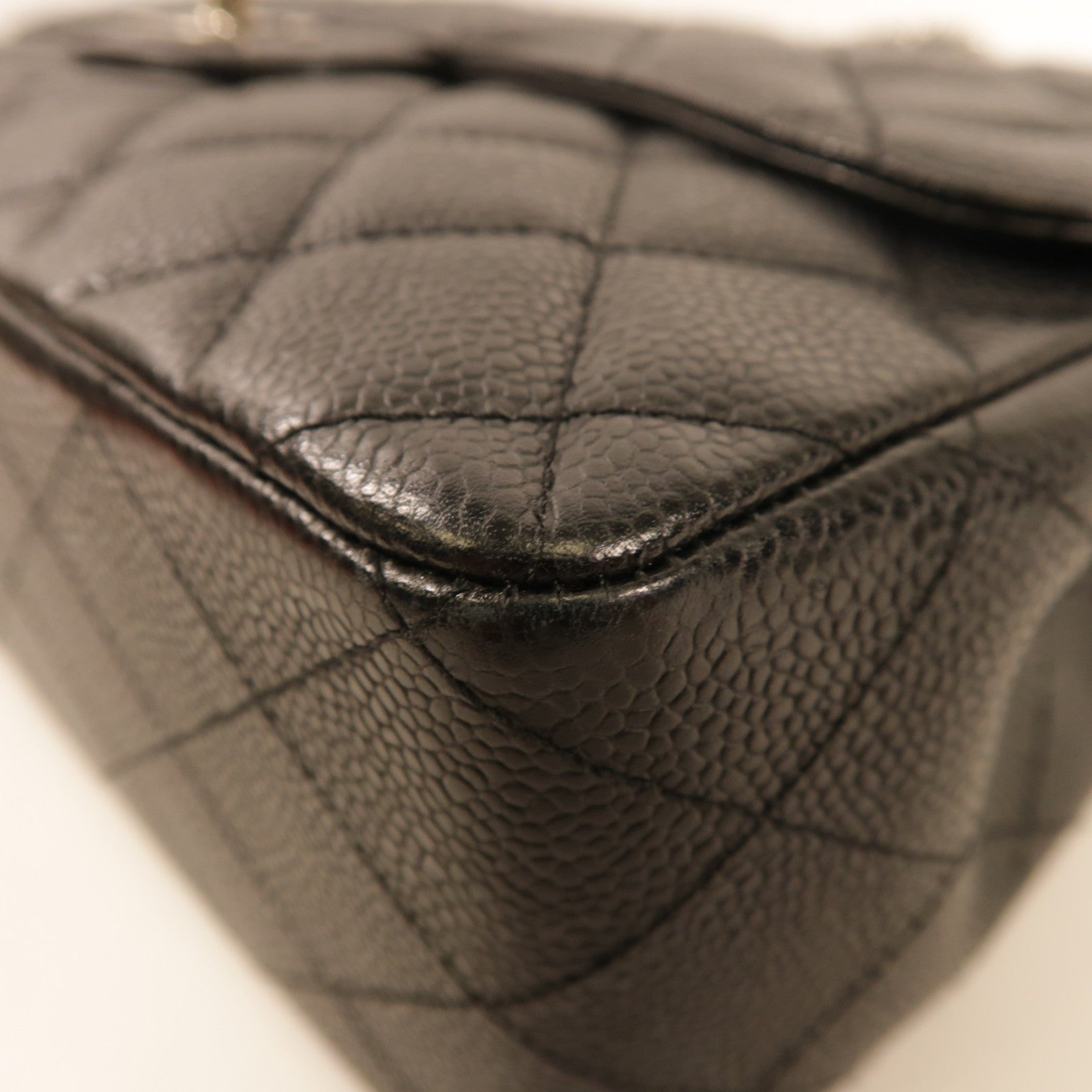 CHANEL 牛皮皮革Large Classic銀扣鏈帶肩背袋