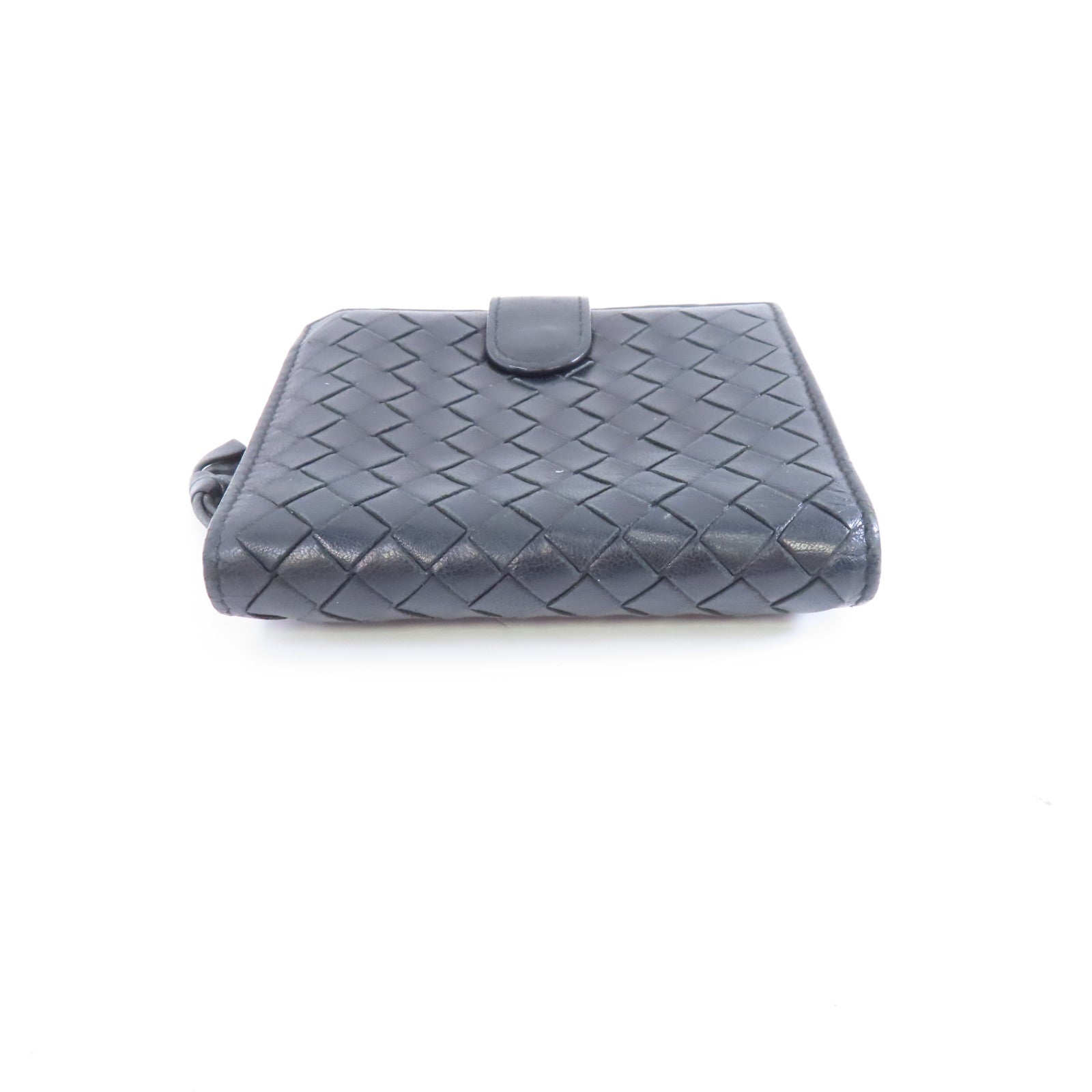 BOTTEGA VENETA 織紋皮革Bifold Wallet金扣錢包黑色