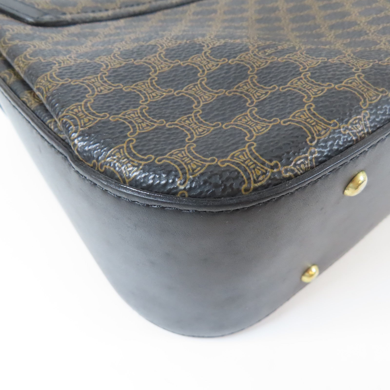 CELINE 塗層帆布Vintage Shoulder Bag金扣手挽肩背兩用袋黑色