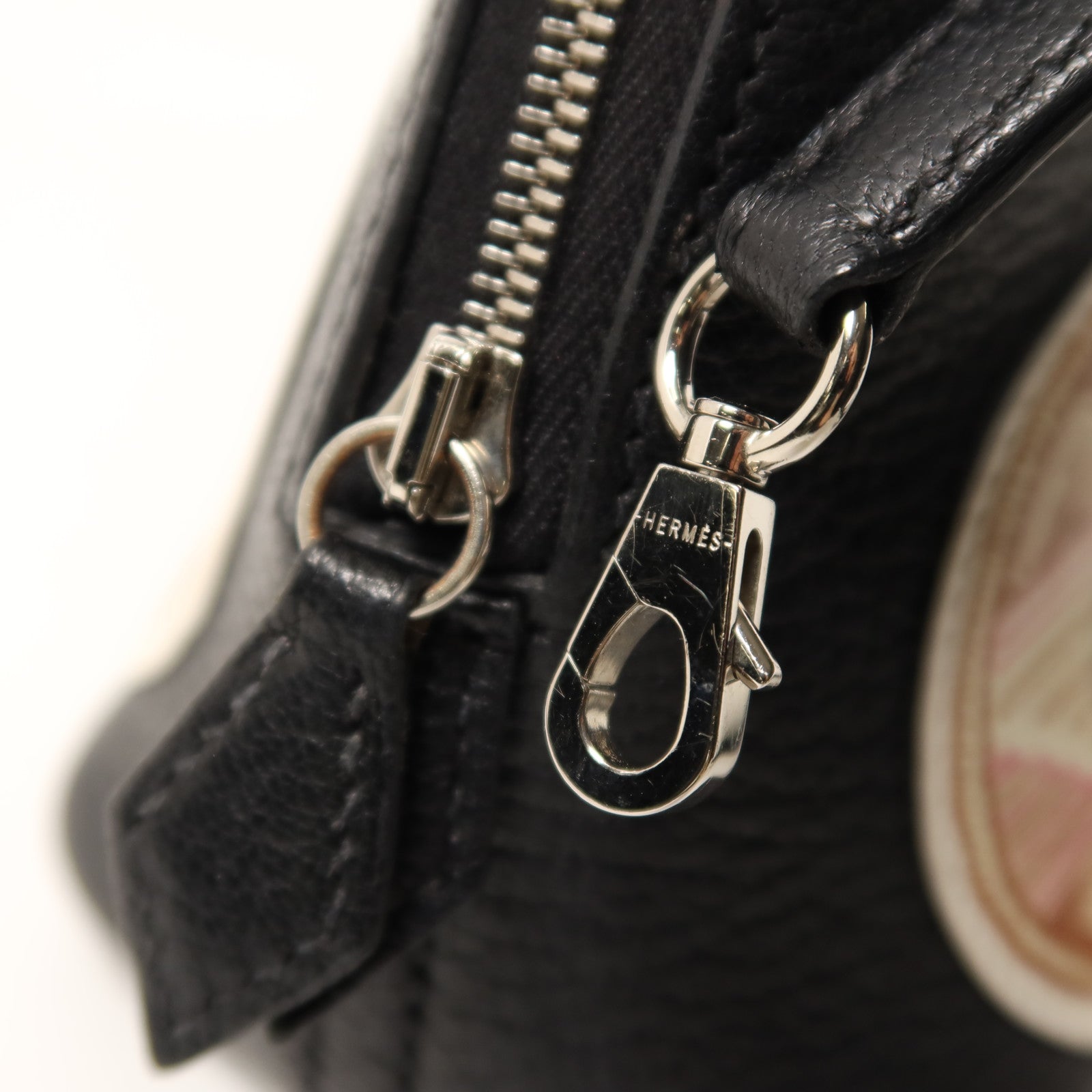 HERMES Chevre皮革Mini Bolide銀扣手挽肩背兩用袋Noir
