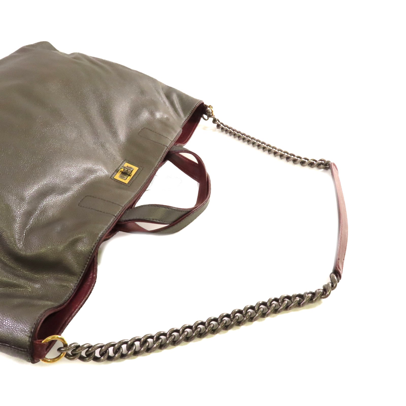 CHANEL 【激減優惠】Caviar皮革2Way Chain Shoulder Bag鏈帶手挽肩背兩用袋灰色