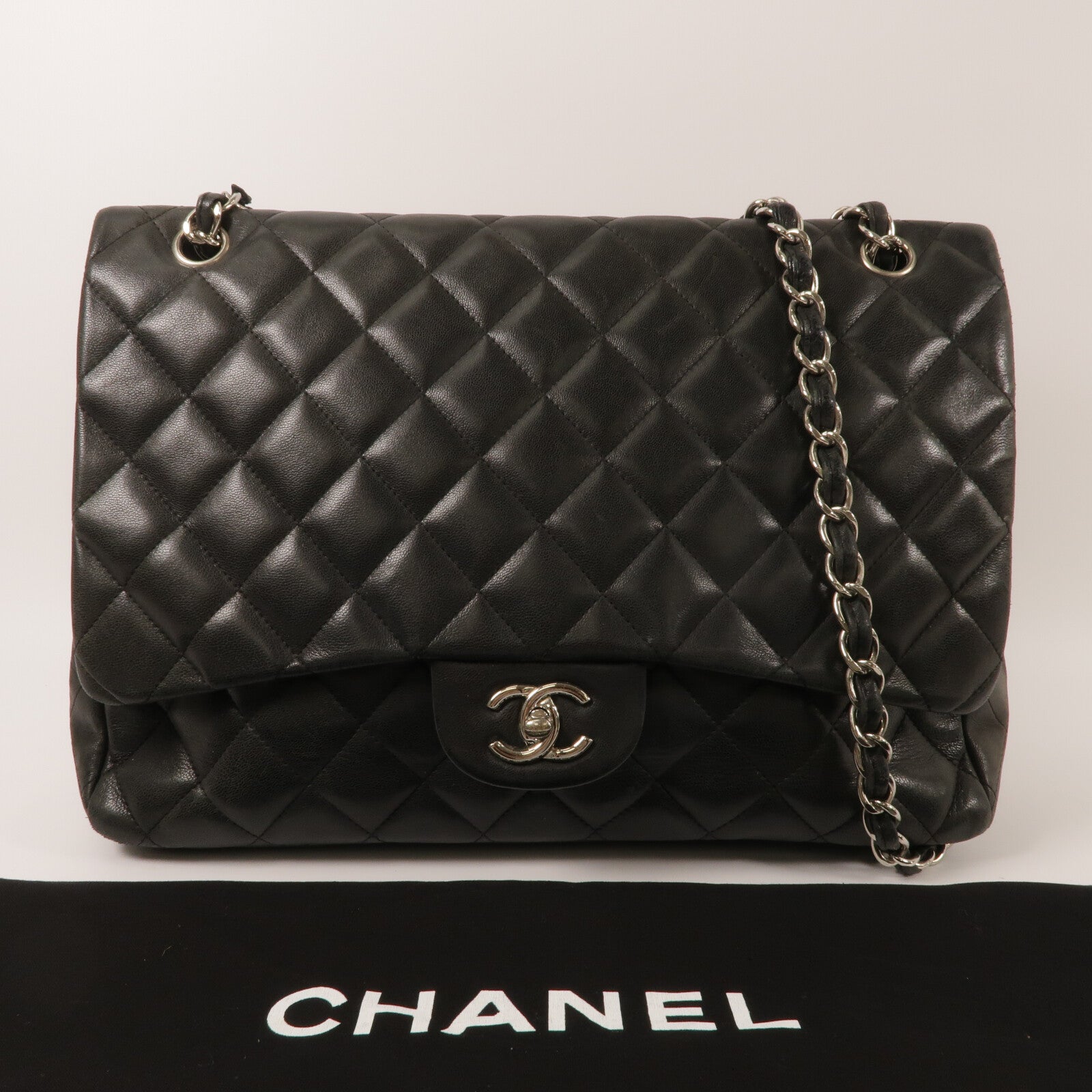 CHANEL 牛皮皮革Classic Single Flap Maxi鏈帶肩背袋