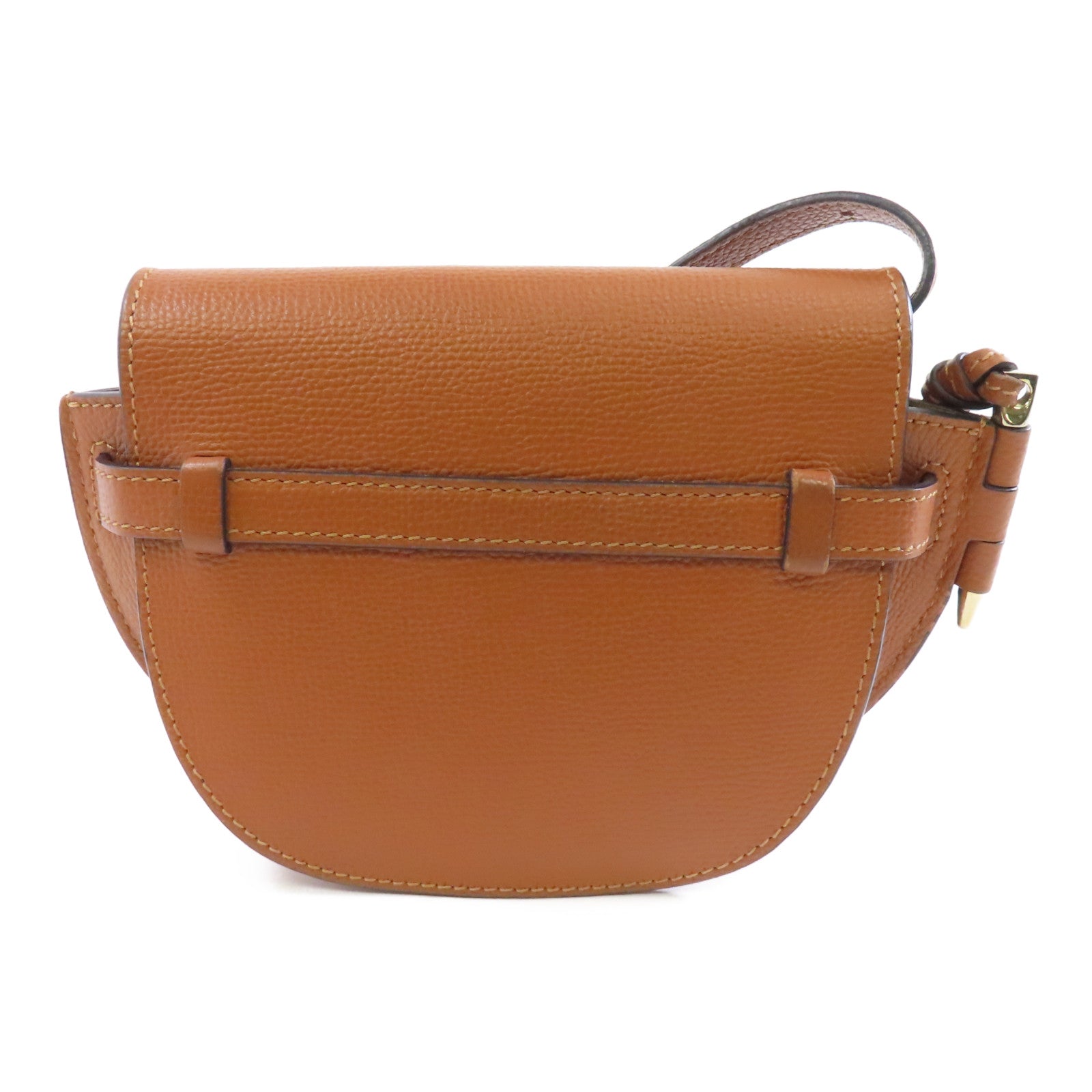 LOEWE 牛皮皮革Mini Gate金扣肩背袋棕色