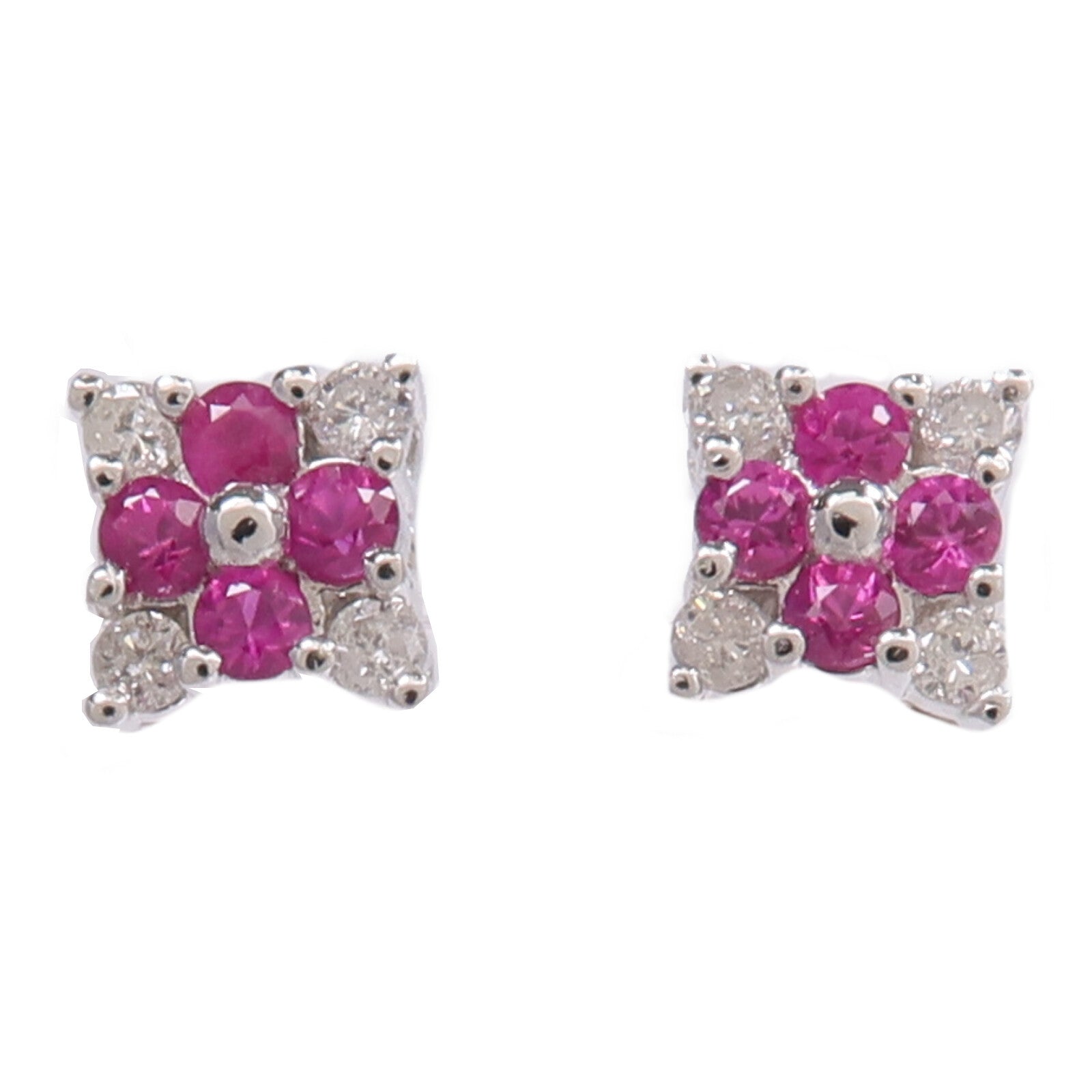 JEWELRY 18K白金Earrings紅寶石/鑽石耳環