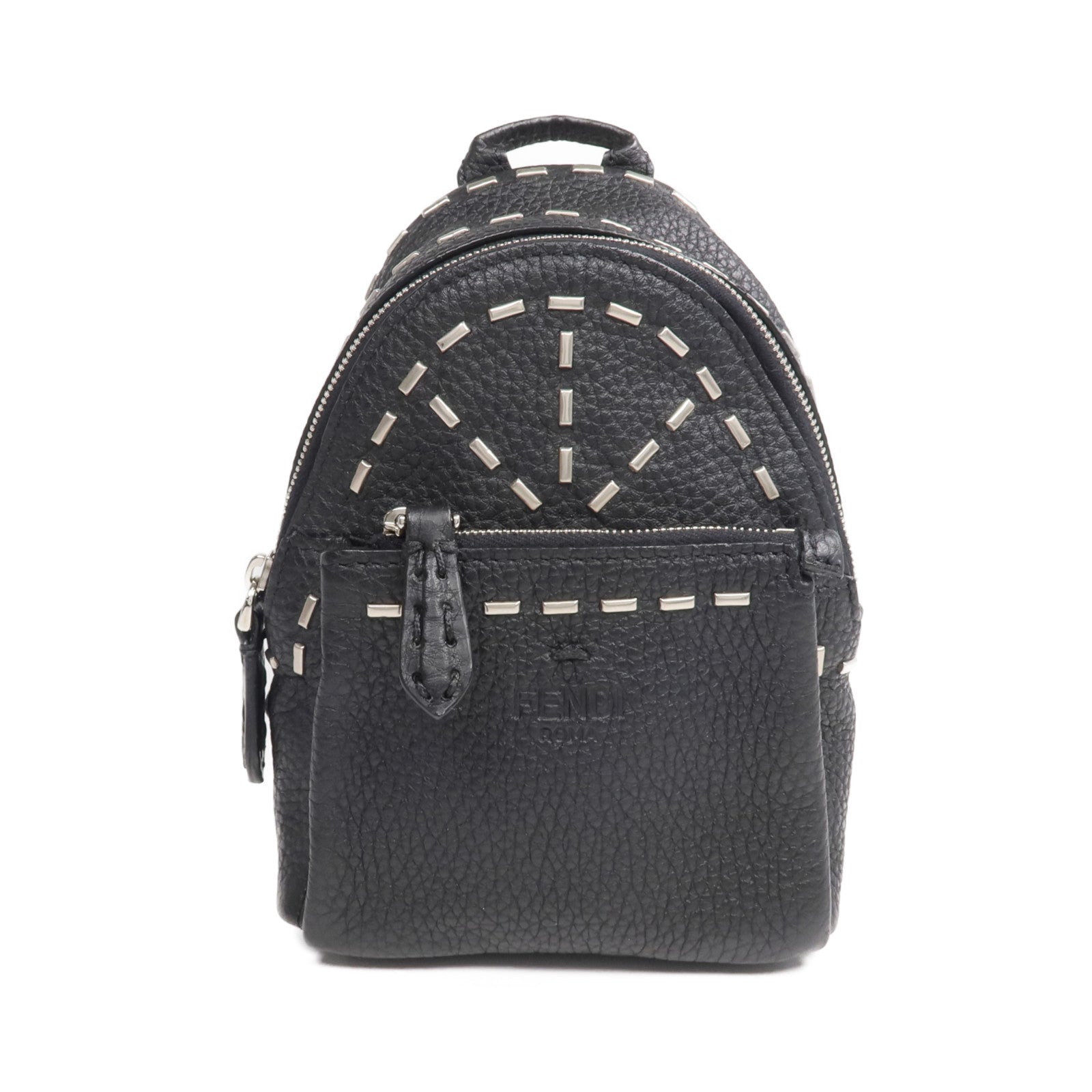 FENDI 牛皮皮革Roman Selleria Backpack Charm/Key Ring銀扣掛飾/鎖匙扣