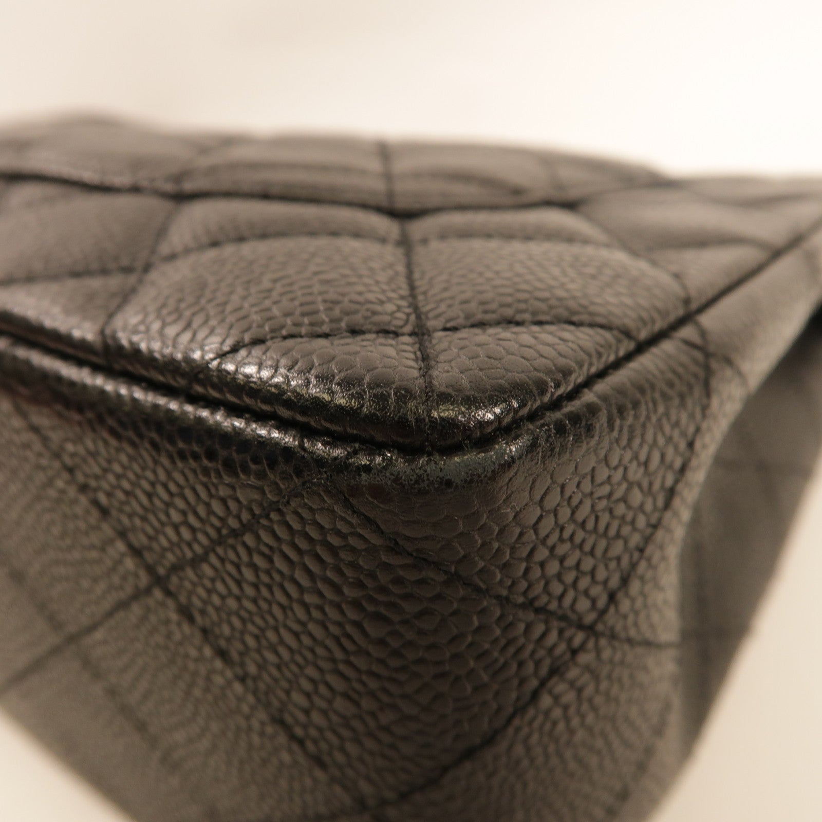 CHANEL 牛皮皮革Large Classic銀扣鏈帶肩背袋