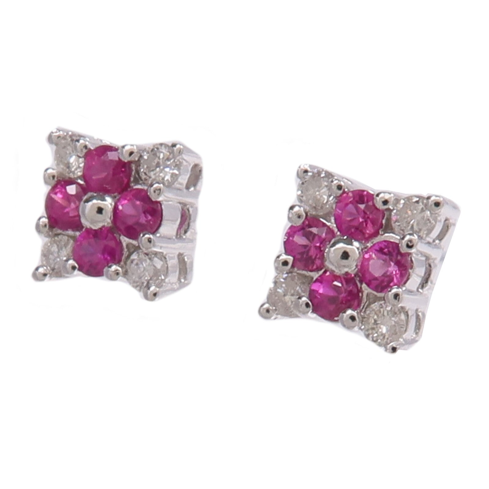 JEWELRY 18K白金Earrings紅寶石/鑽石耳環