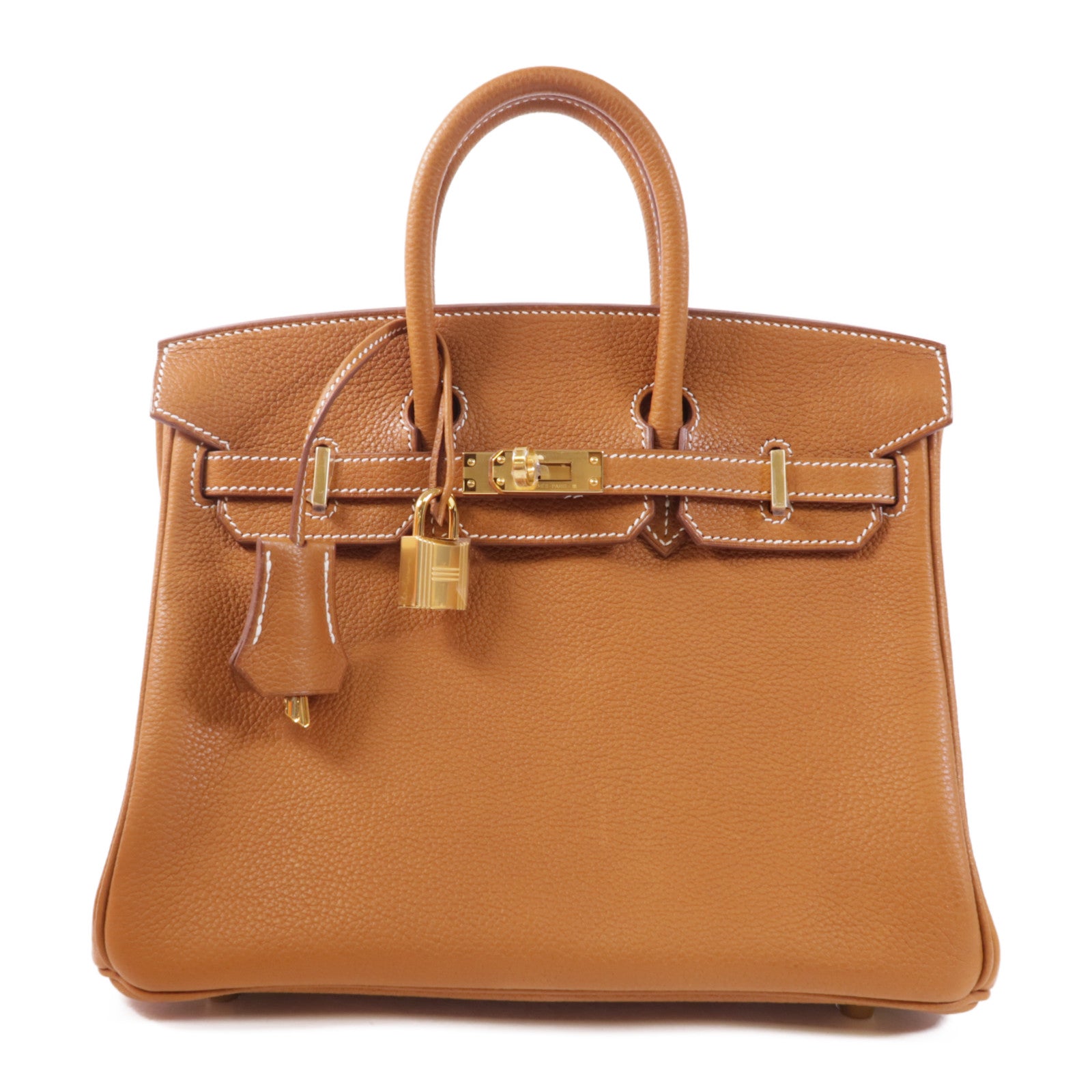 HERMES 【激減優惠】Berenia皮革Birkin 25金扣手挽袋34 Fauve