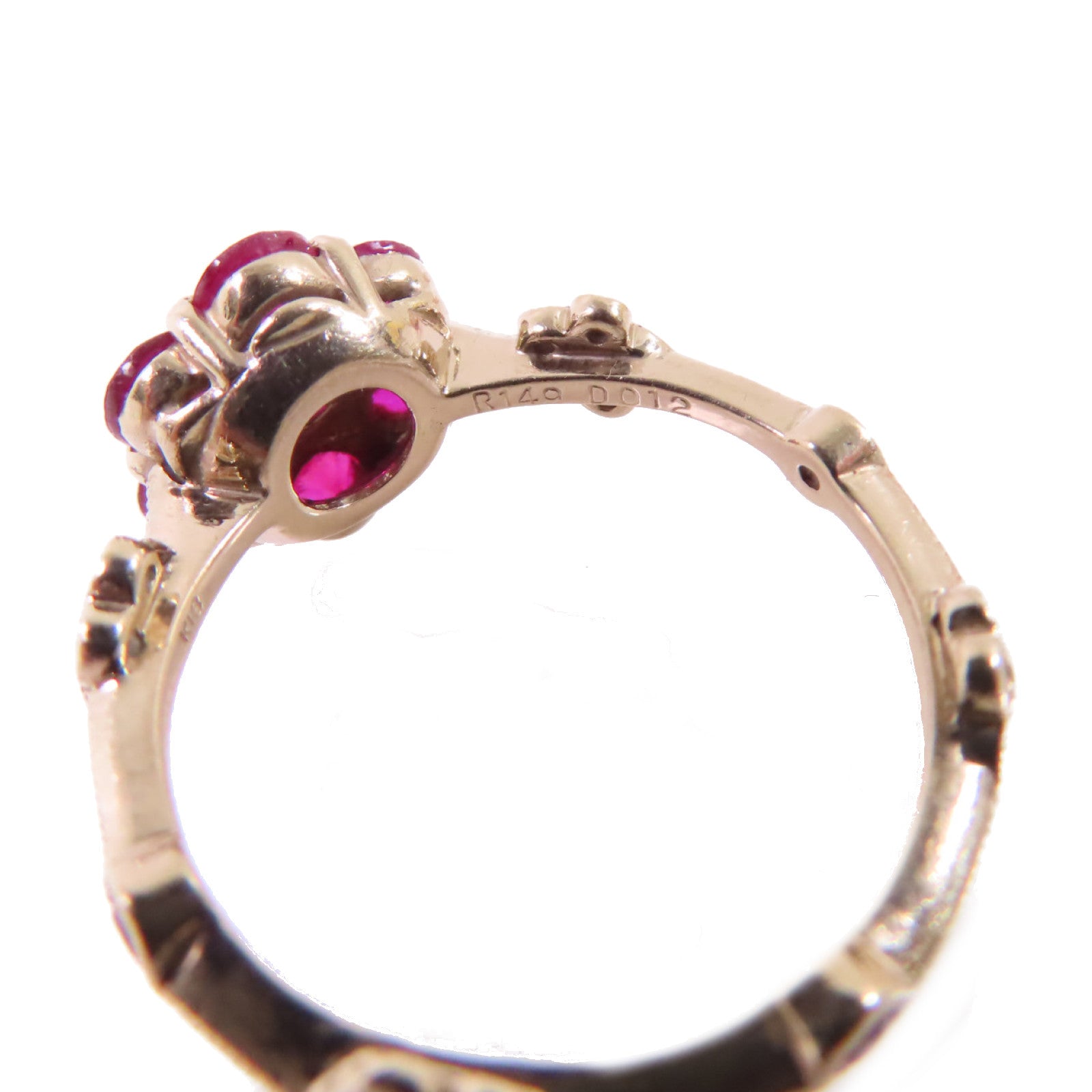 JEWELRY 18K黃金/1.49ct紅寶石/0.19ct鑽石Ruby Diamond Ring戒指US#5.75