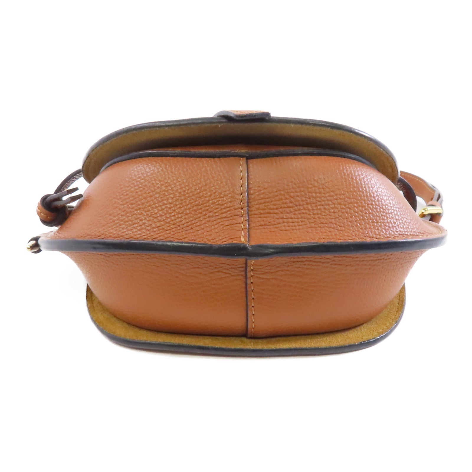 LOEWE 牛皮皮革Mini Gate金扣肩背袋棕色
