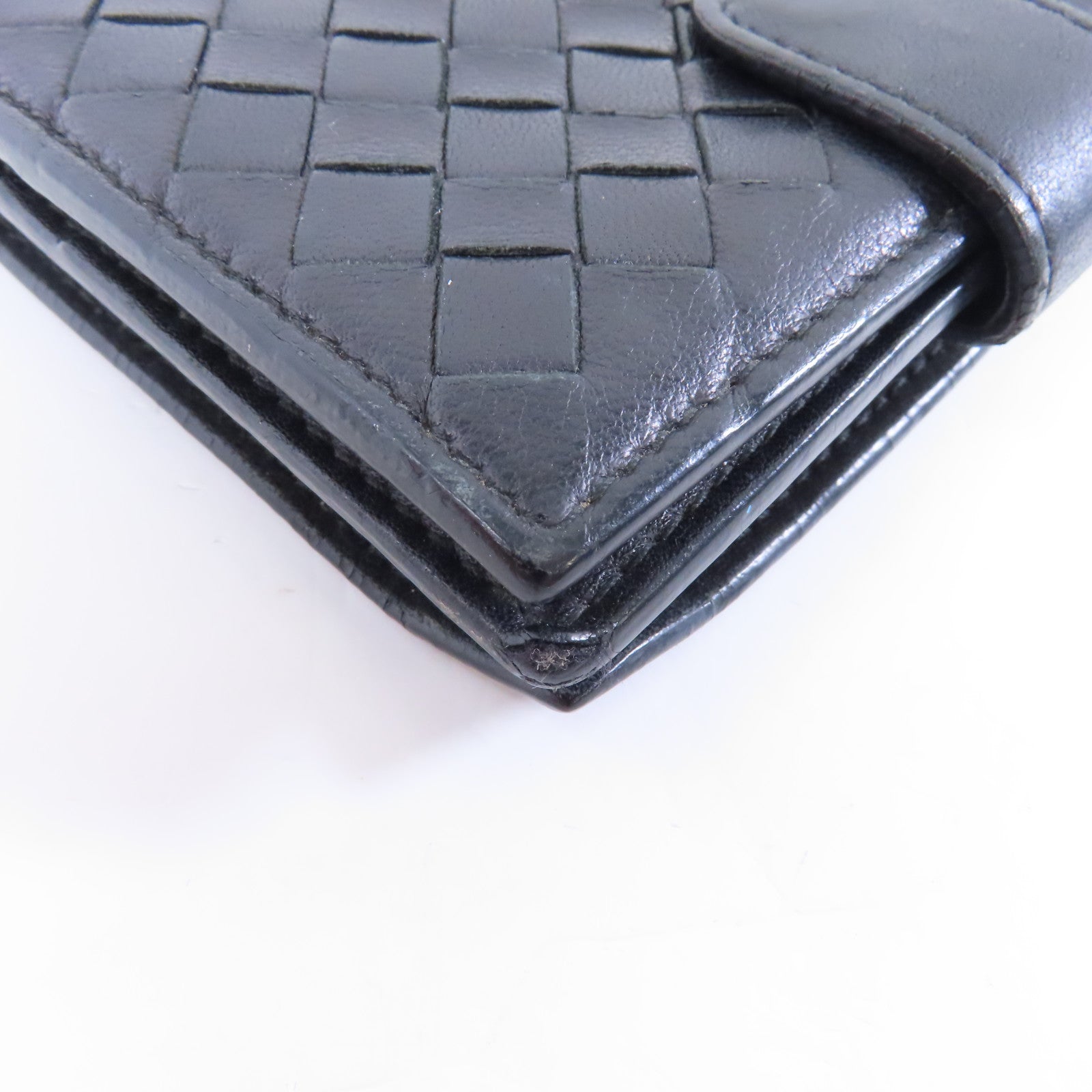 BOTTEGA VENETA 織紋皮革Bifold Wallet金扣錢包黑色