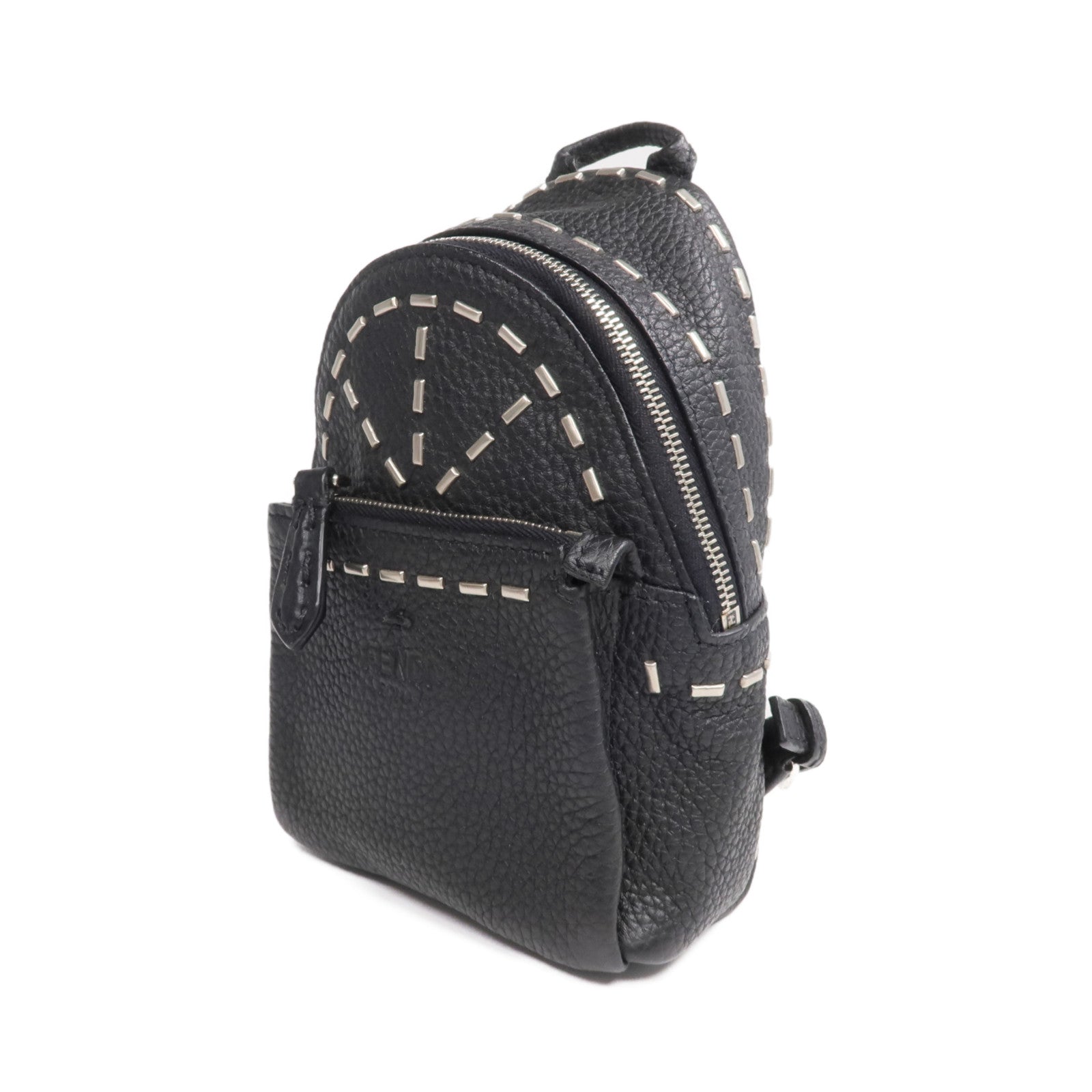 FENDI 牛皮皮革Roman Selleria Backpack Charm/Key Ring銀扣掛飾/鎖匙扣