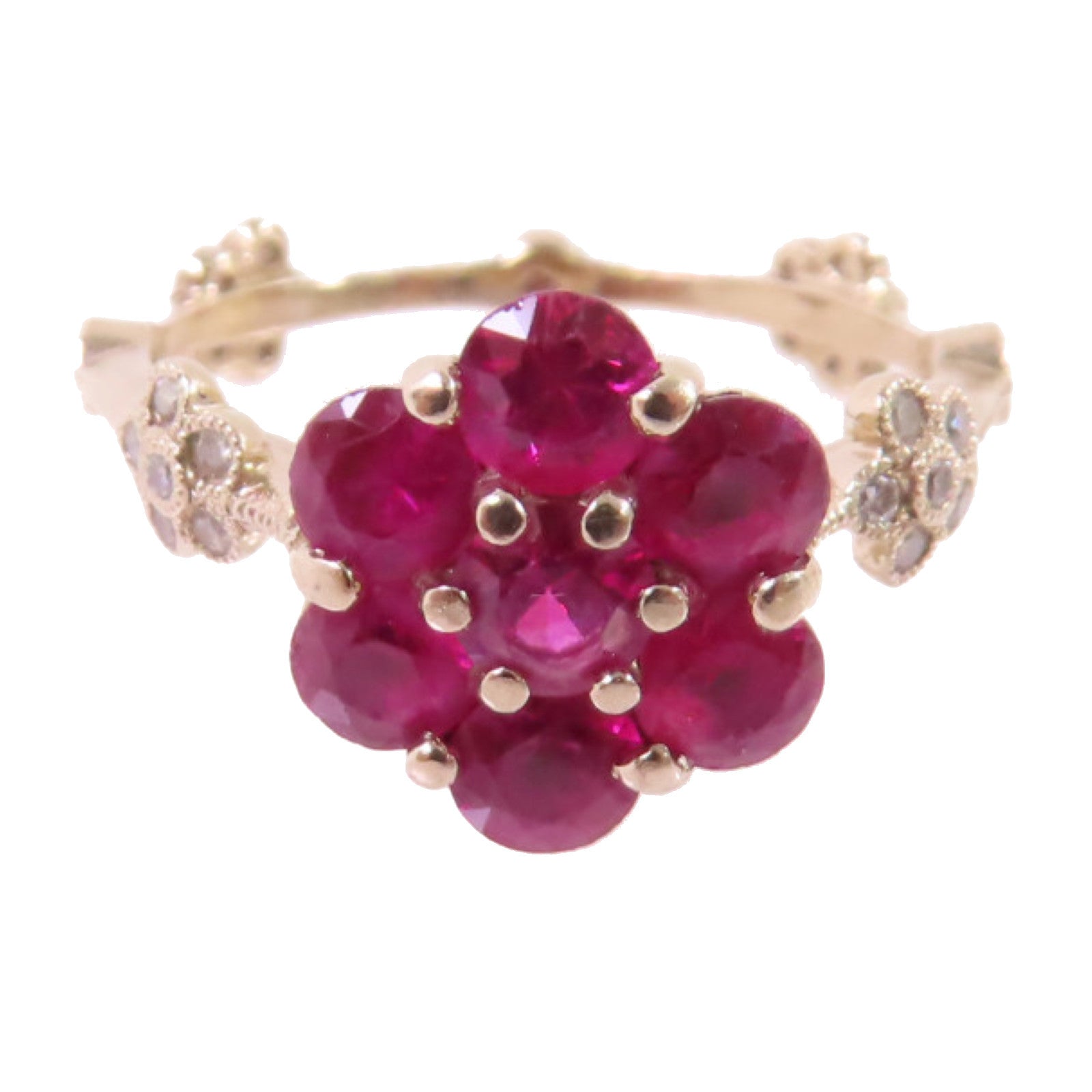 JEWELRY 18K黃金/1.49ct紅寶石/0.19ct鑽石Ruby Diamond Ring戒指US#5.75