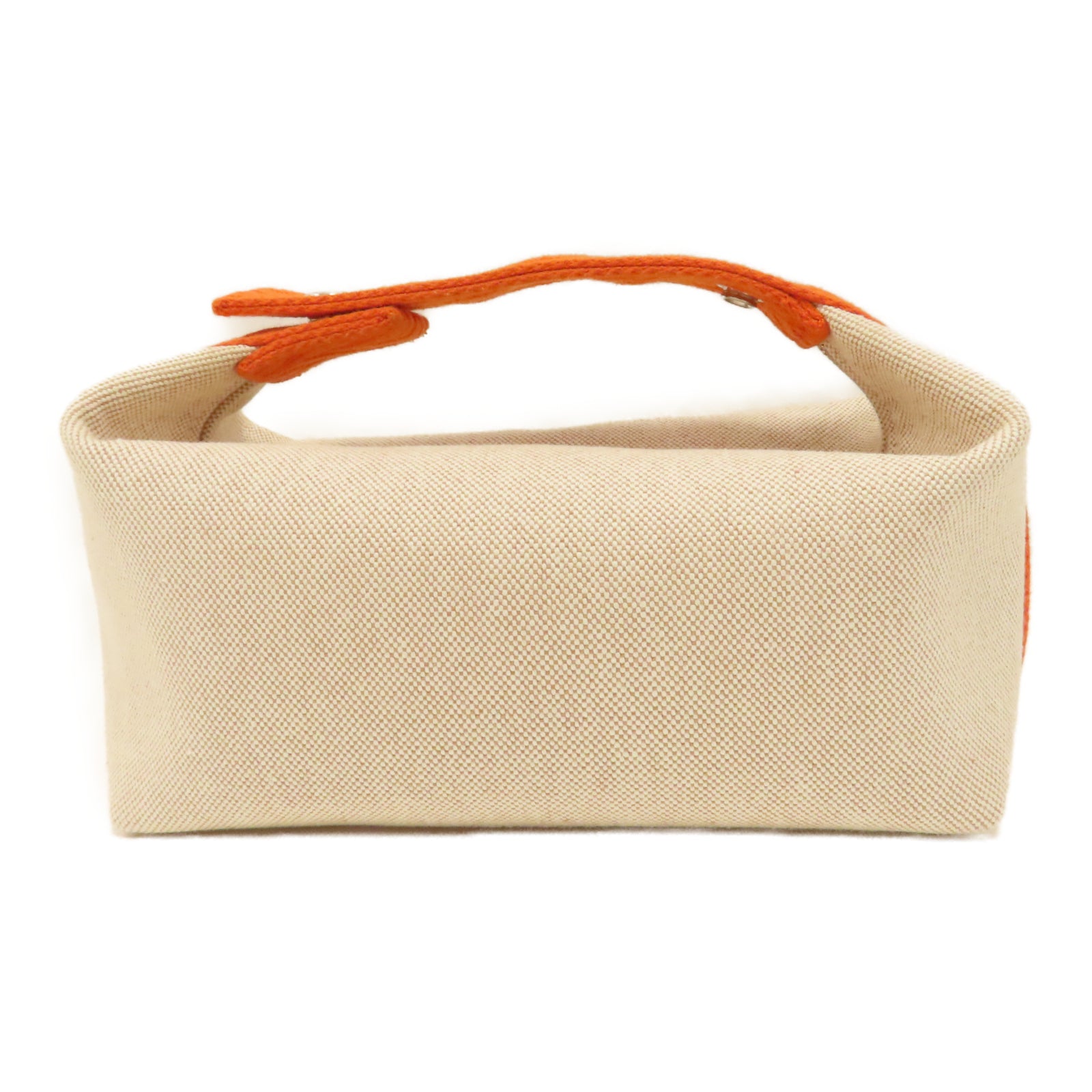 HERMES 【激減優惠】帆布Bride-a-Brac Case銀扣手挽袋橙色