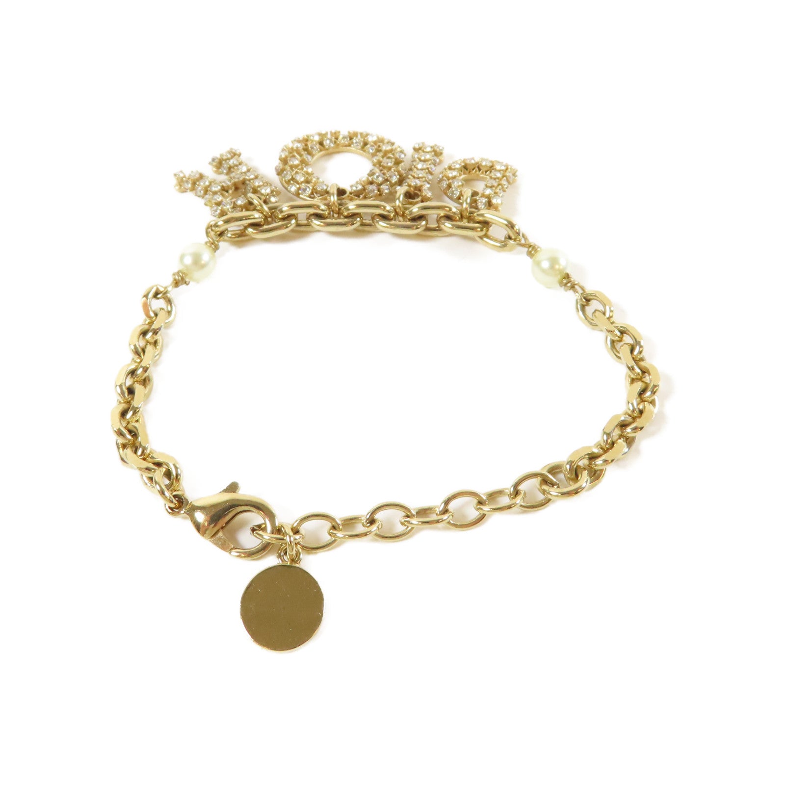 Dior 【激減優惠】金屬Crystal Bracelet水晶手鏈金色#19cm