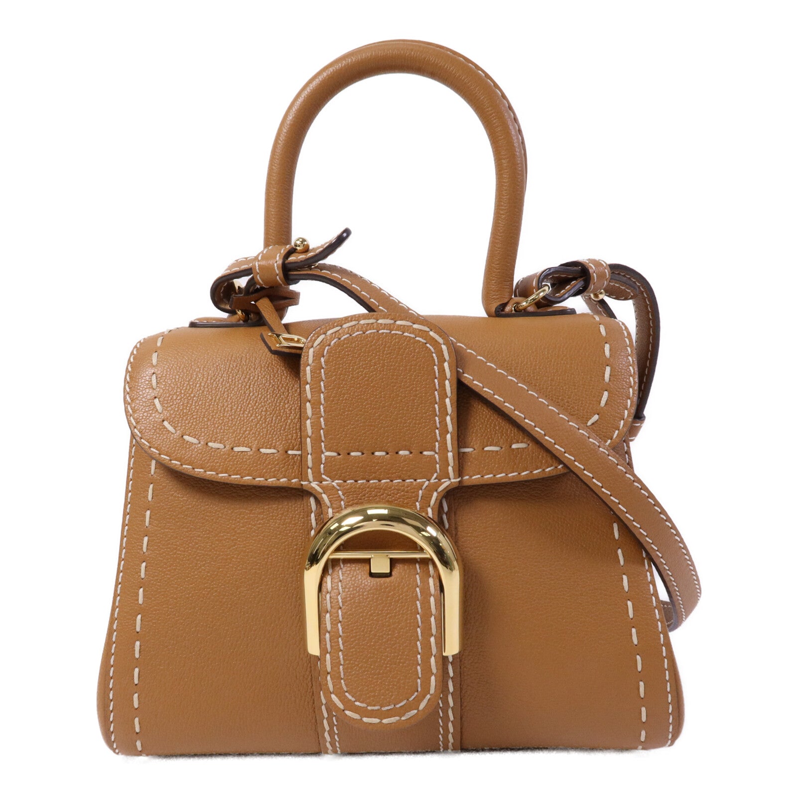 Delvaux 牛皮皮革Mini Brillant金扣手挽肩背兩用袋