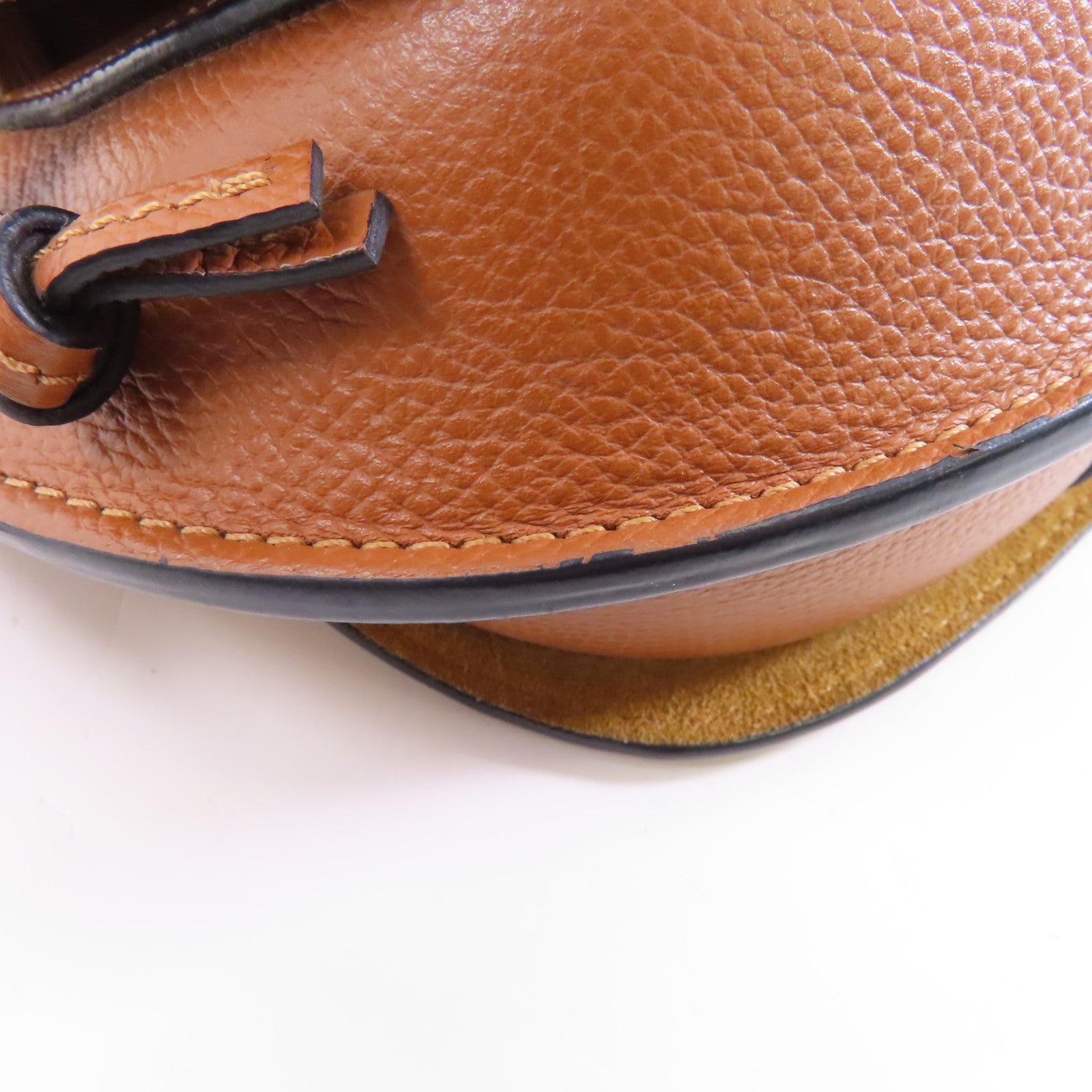 LOEWE 牛皮皮革Mini Gate金扣肩背袋棕色