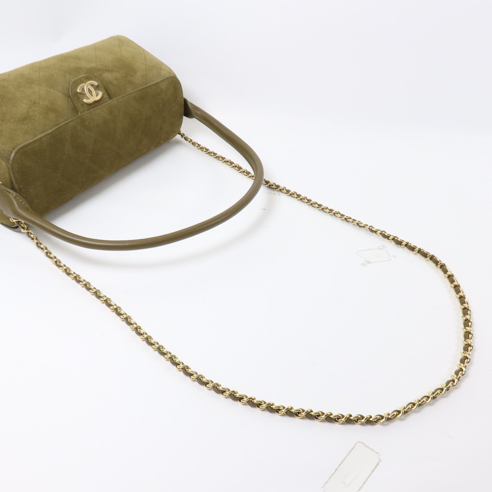 CHANEL 麂皮皮革Clutch With Chain鏈帶手挽肩背兩用袋