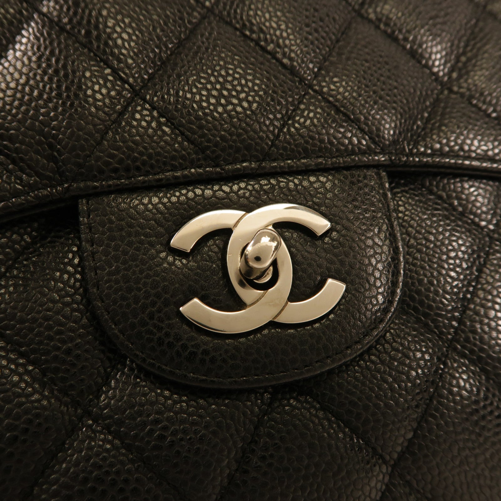 CHANEL 牛皮皮革Large Classic銀扣鏈帶肩背袋