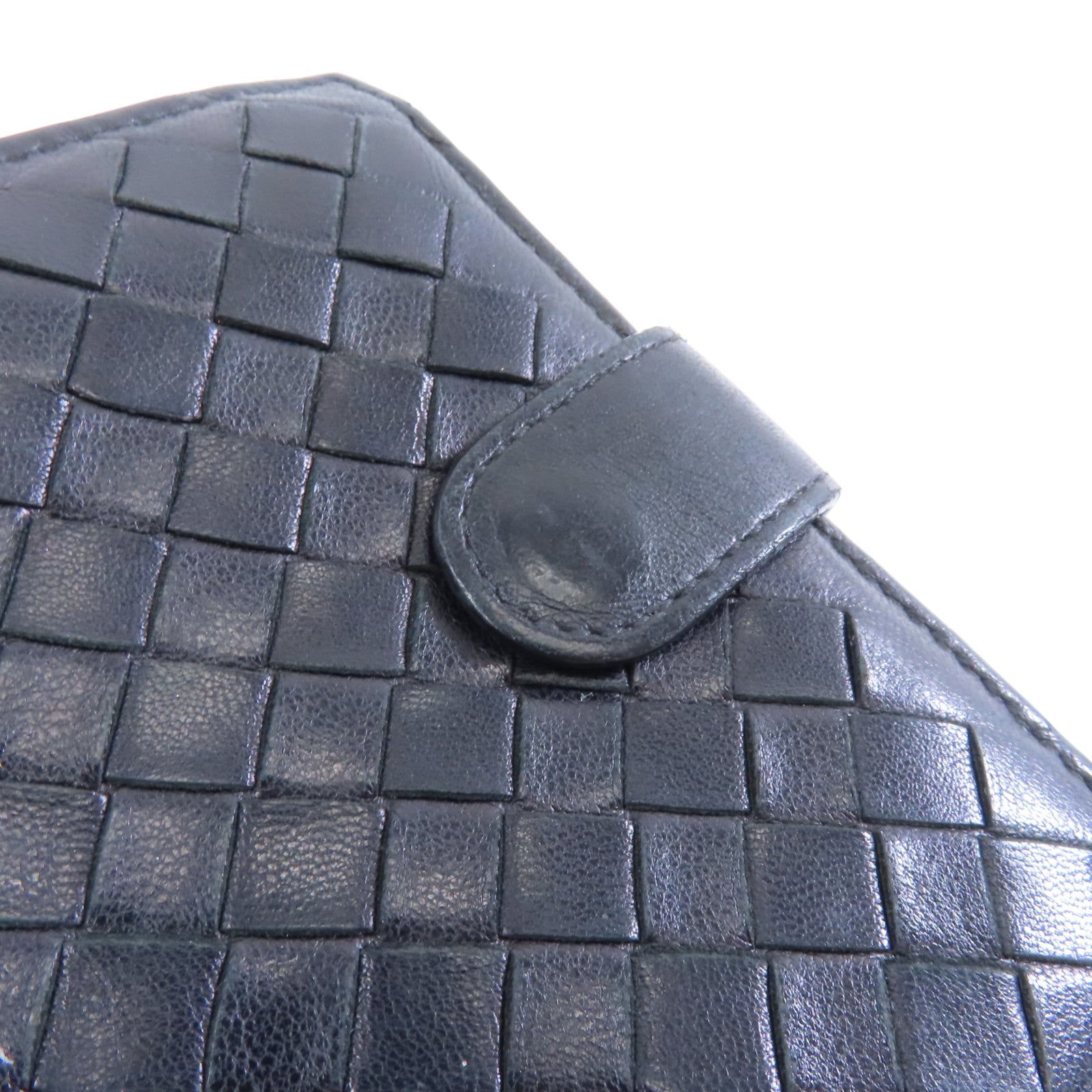 BOTTEGA VENETA 織紋皮革Bifold Wallet金扣錢包黑色