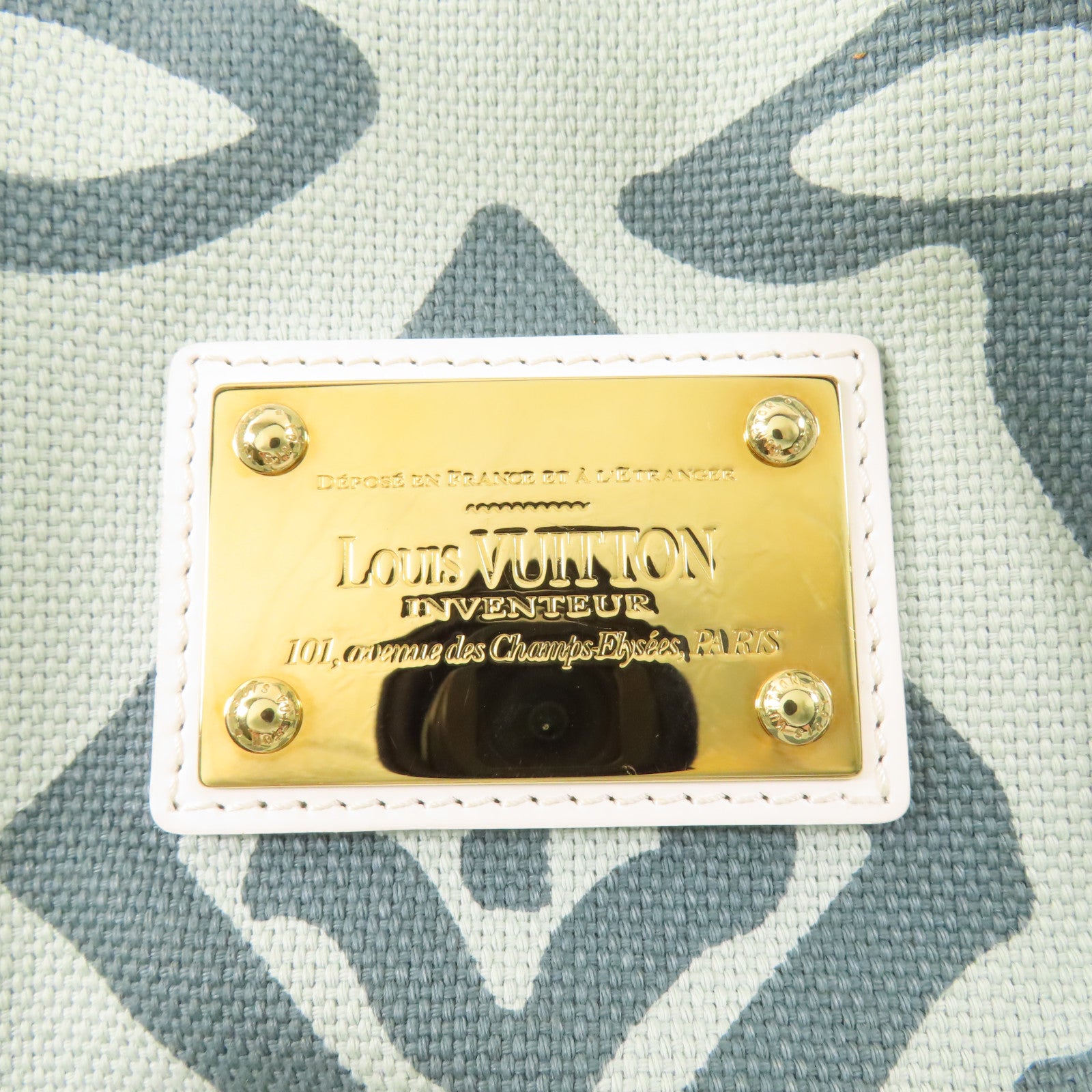 LOUIS VUITTON 帆布/皮革Tahitienne PM金扣肩背袋