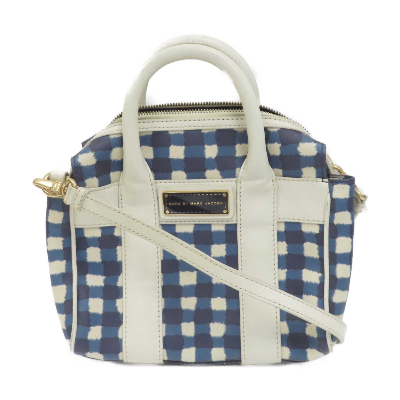 MARC BY MARC JACOBS (PRICE DOWN) GHW Chain Shoulder Bag 2Way Calfskin Leather Blue/White