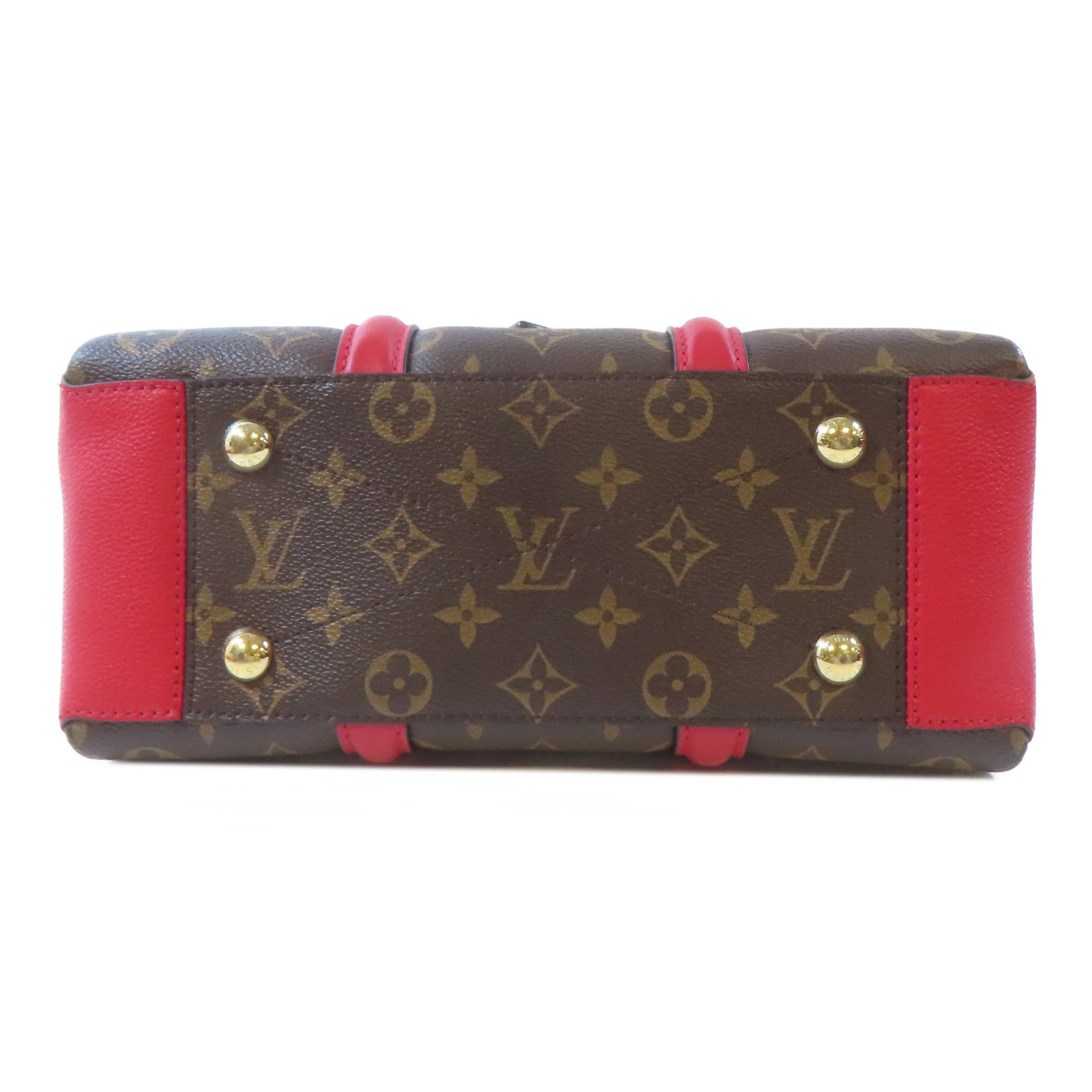 LOUIS VUITTON Monogram Soufflot BB金扣手挽肩背兩用袋啡色/紅色