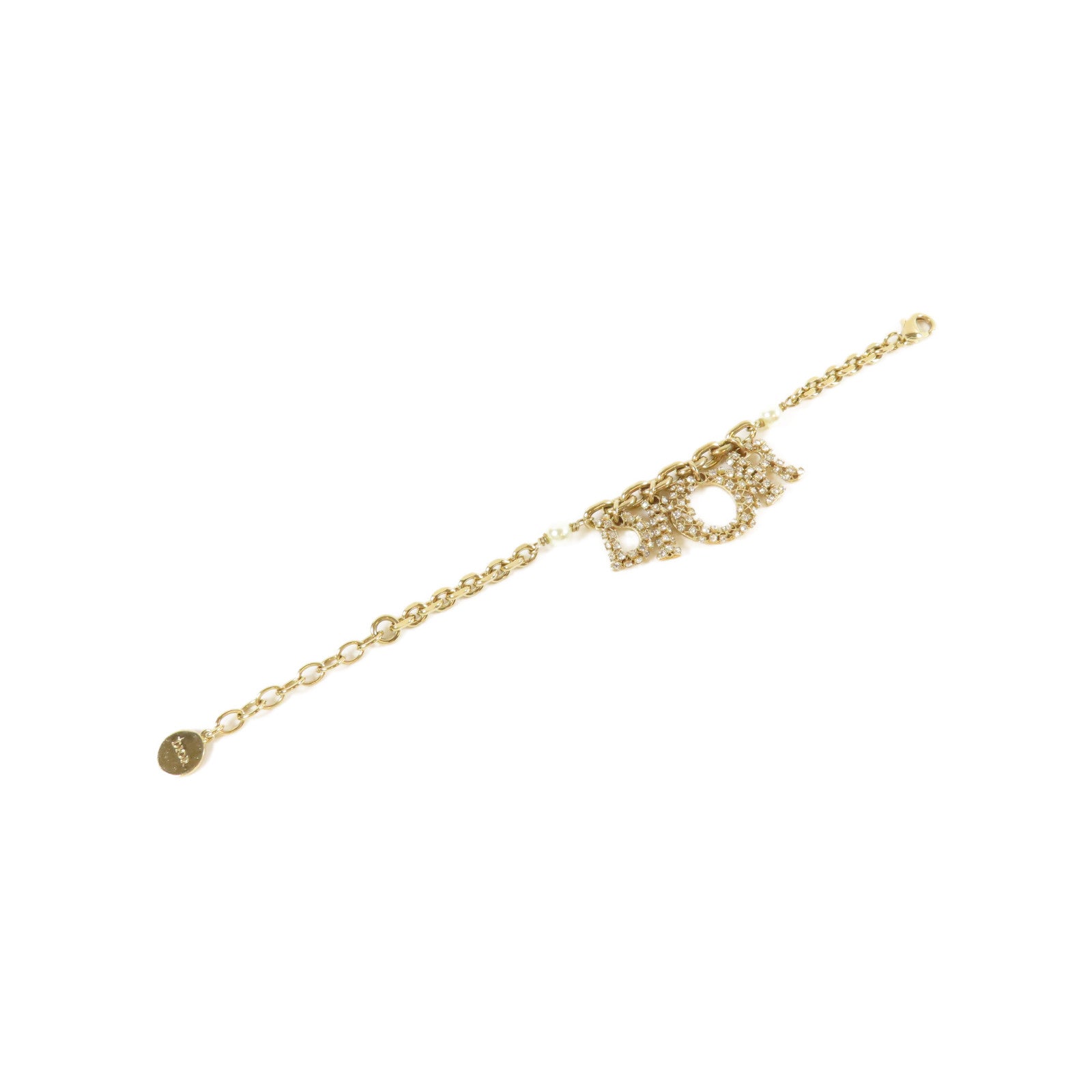 Dior 【激減優惠】金屬Crystal Bracelet水晶手鏈金色#19cm