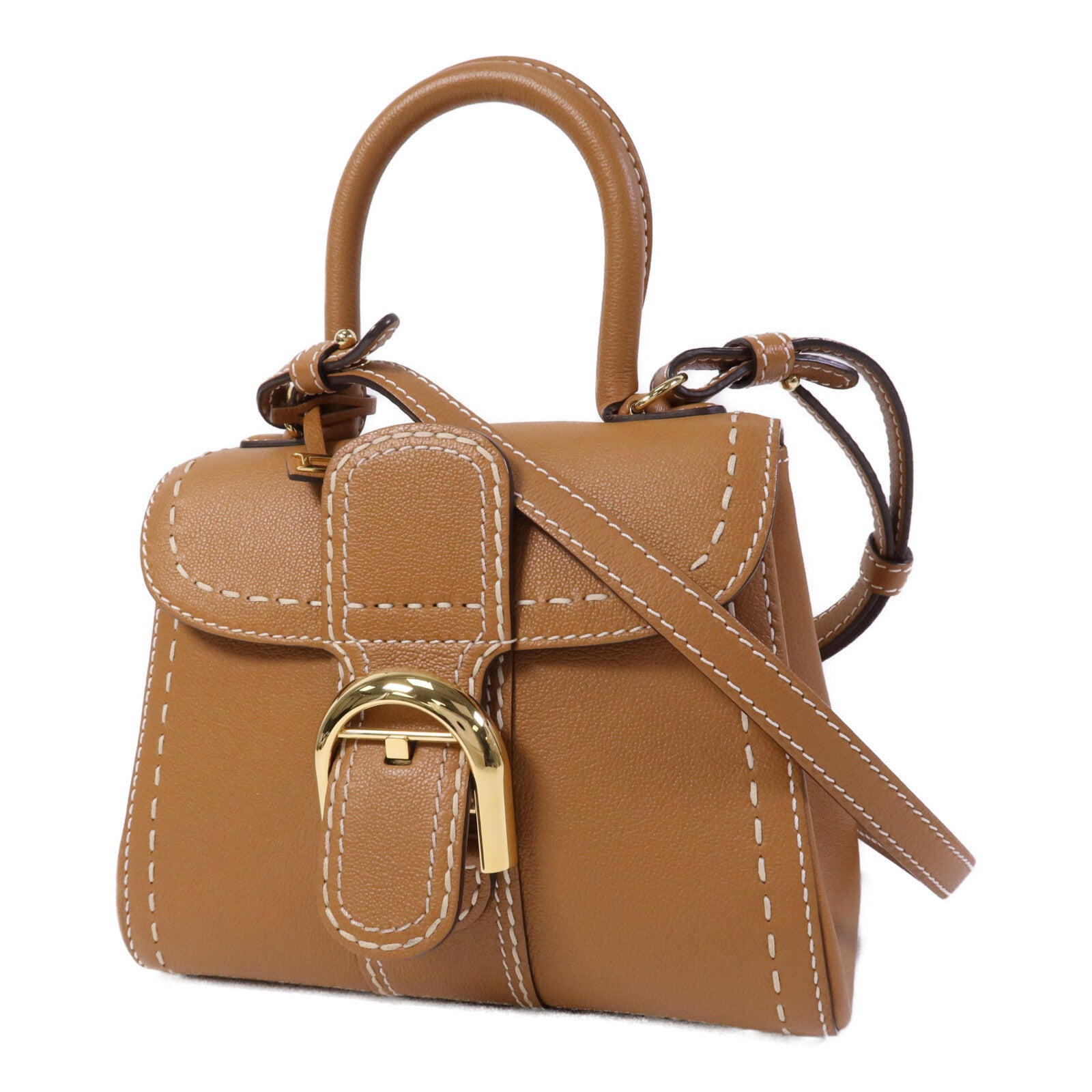 Delvaux 牛皮皮革Mini Brillant金扣手挽肩背兩用袋
