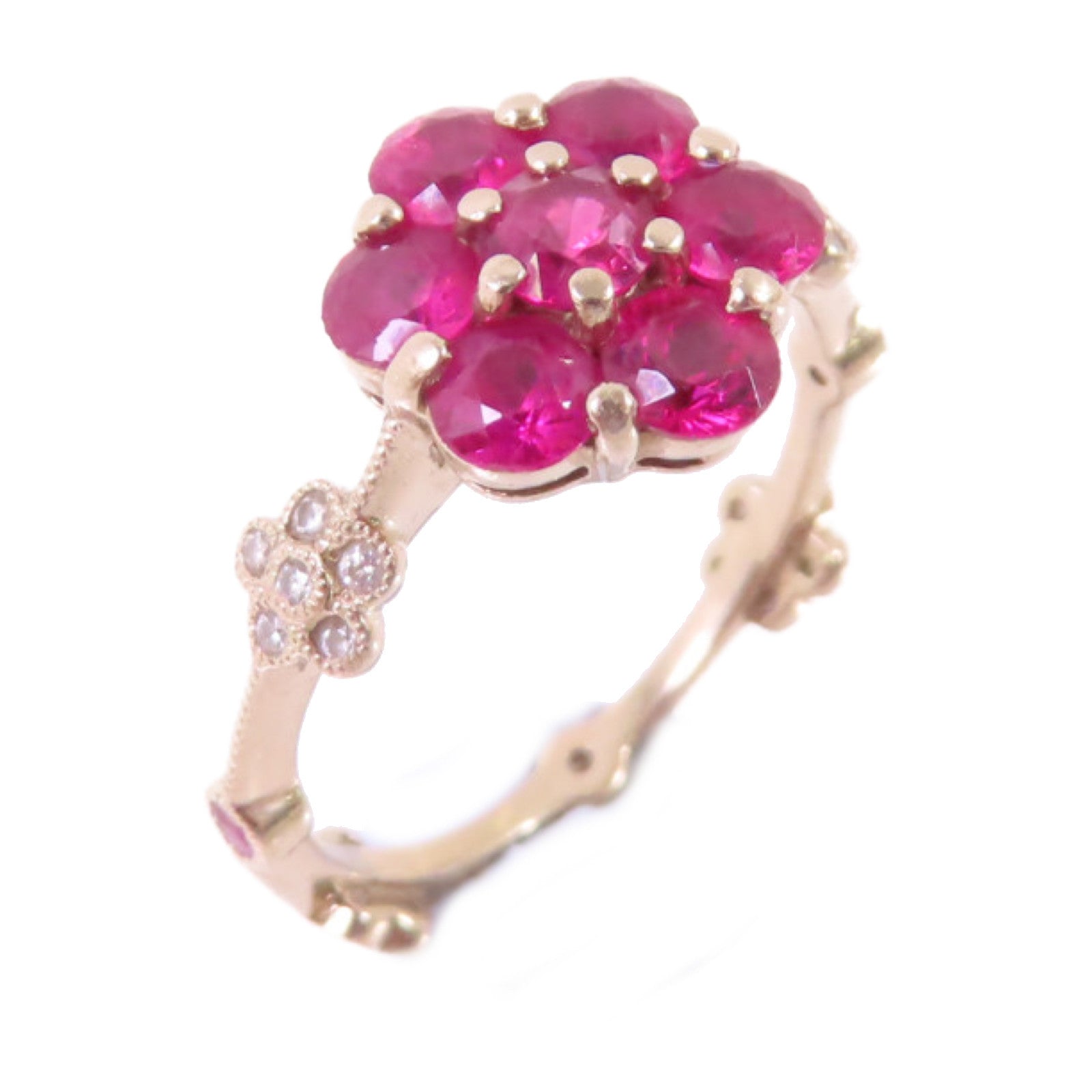 JEWELRY 18K黃金/1.49ct紅寶石/0.19ct鑽石Ruby Diamond Ring戒指US#5.75