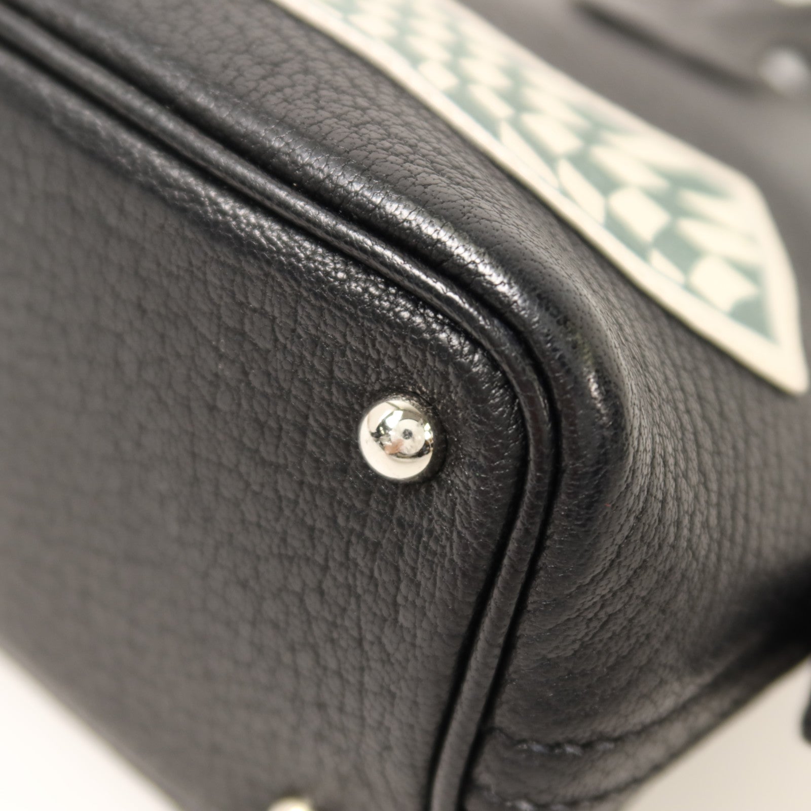 HERMES Chevre皮革Mini Bolide銀扣手挽肩背兩用袋Noir