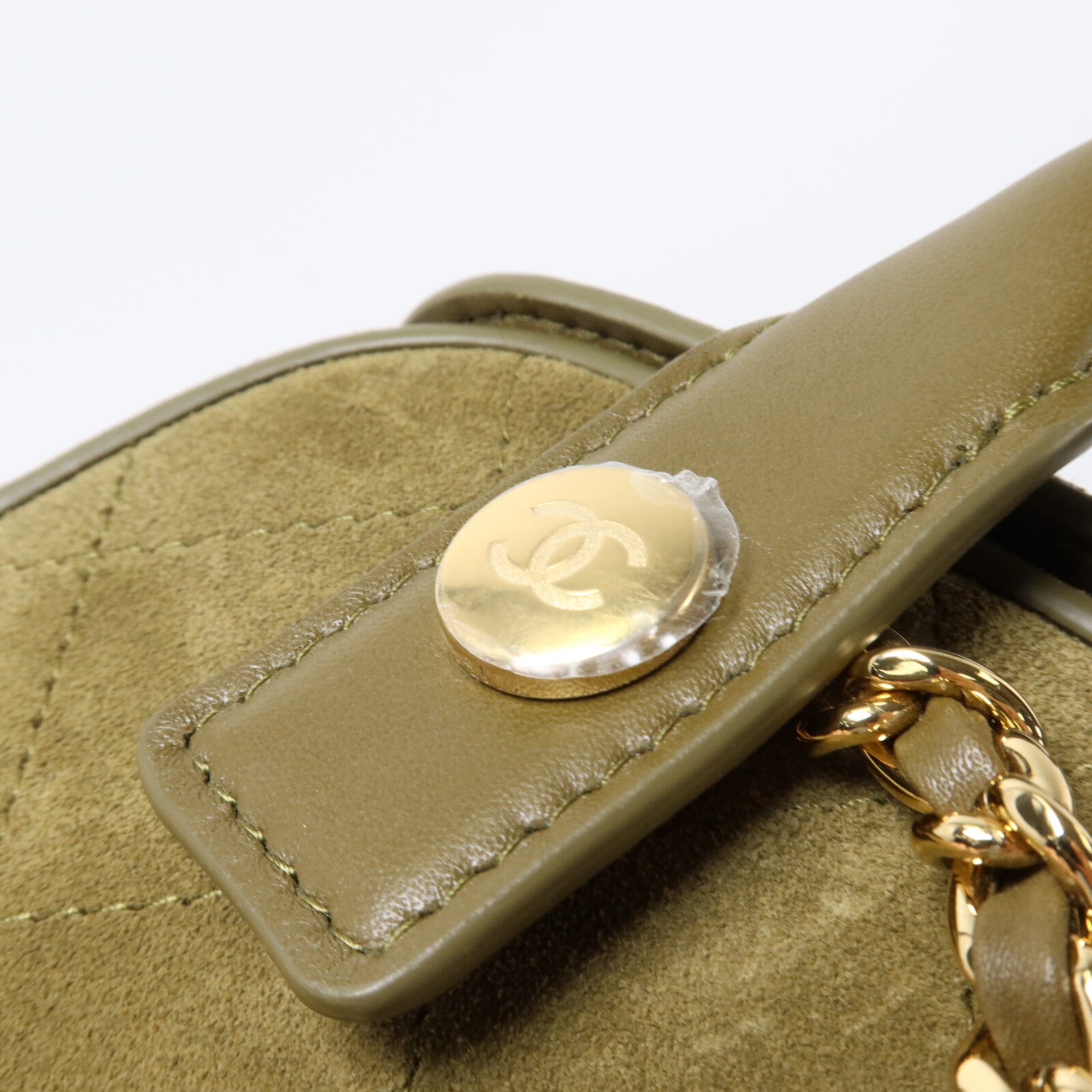 CHANEL 麂皮皮革Clutch With Chain鏈帶手挽肩背兩用袋