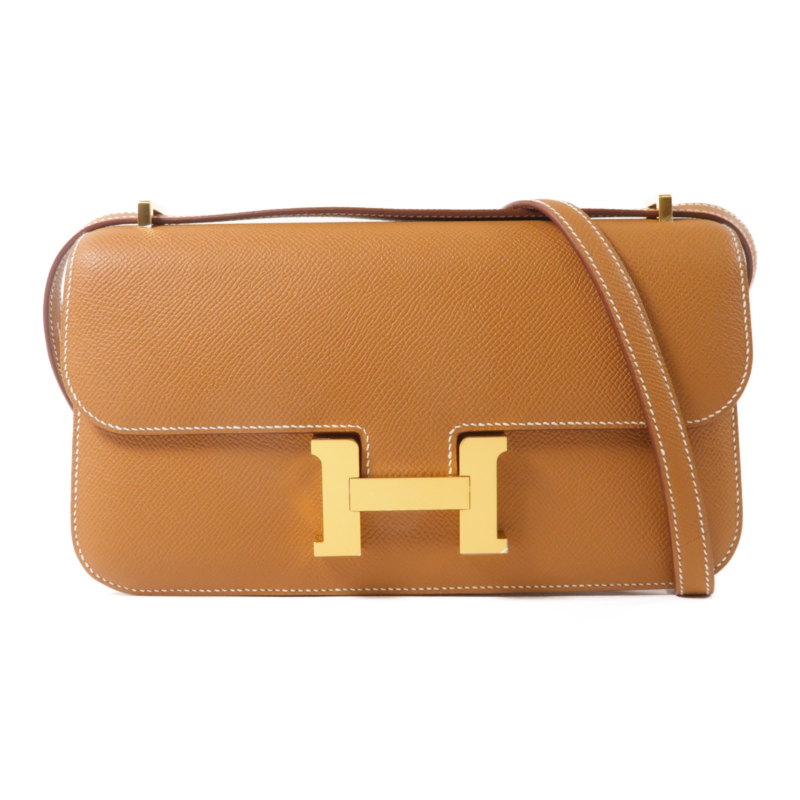 HERMES Epsom皮革Constance Elan肩背袋Gold