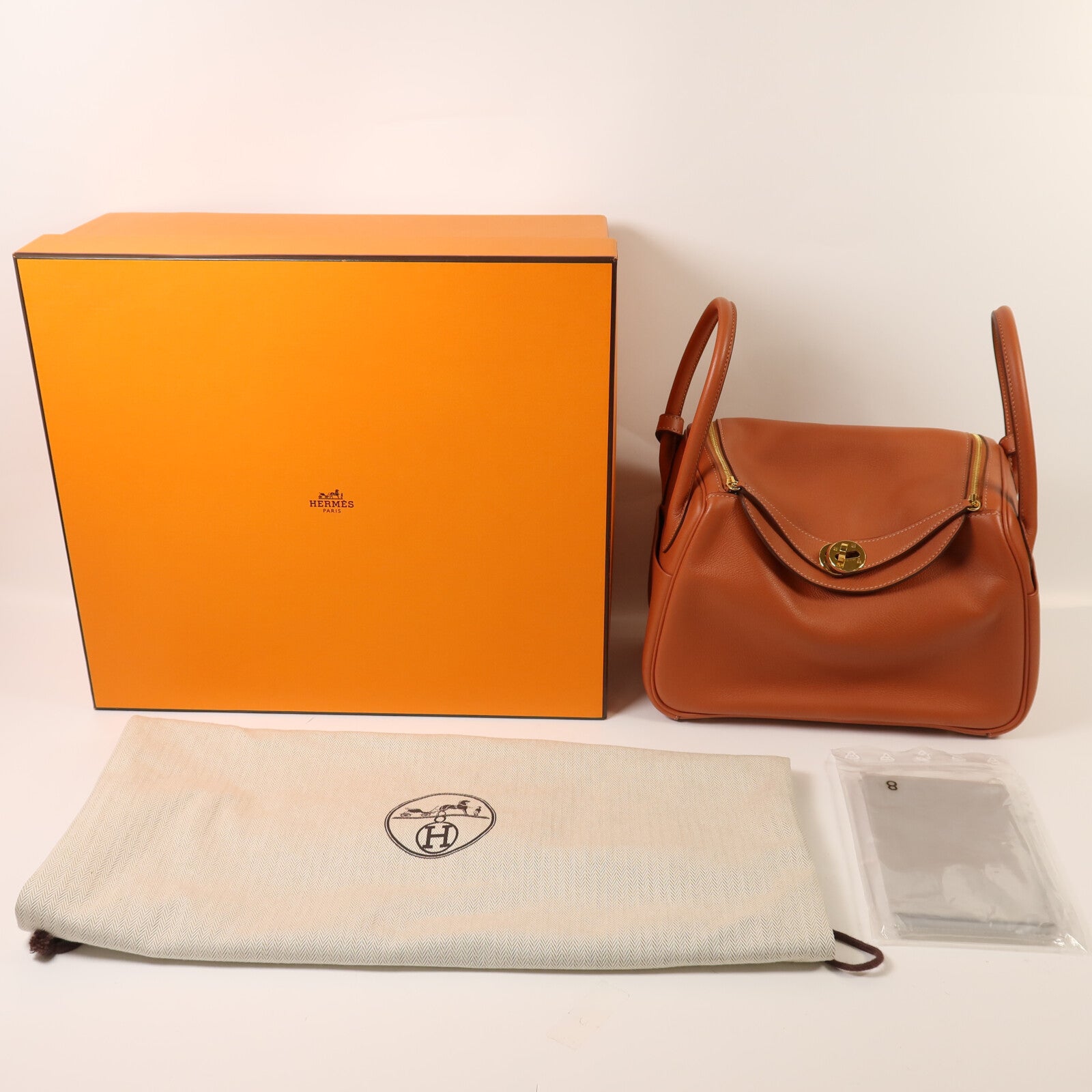 HERMES Evercolor皮革Lindy 26金扣手挽肩背兩用袋Cuivre