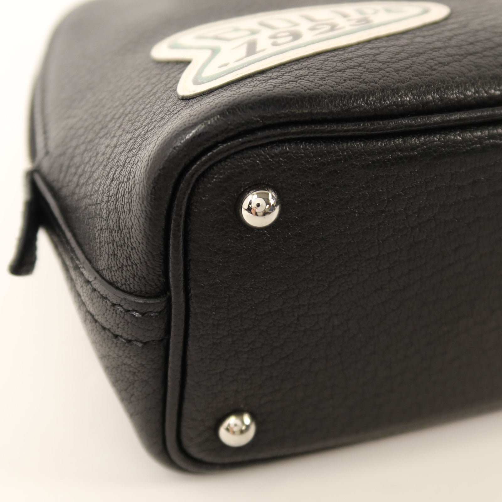HERMES Chevre皮革Mini Bolide銀扣手挽肩背兩用袋Noir