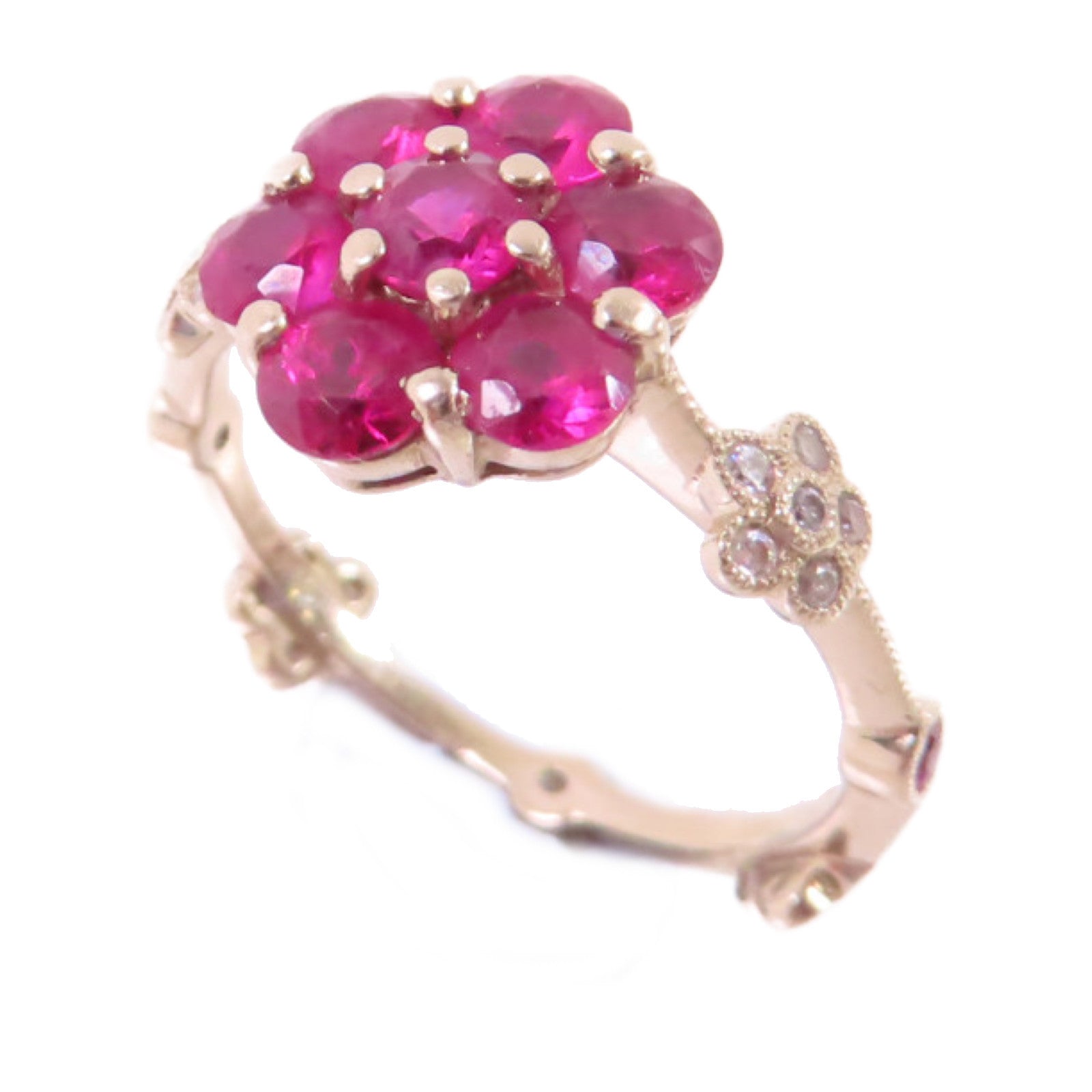 JEWELRY 18K黃金/1.49ct紅寶石/0.19ct鑽石Ruby Diamond Ring戒指US#5.75