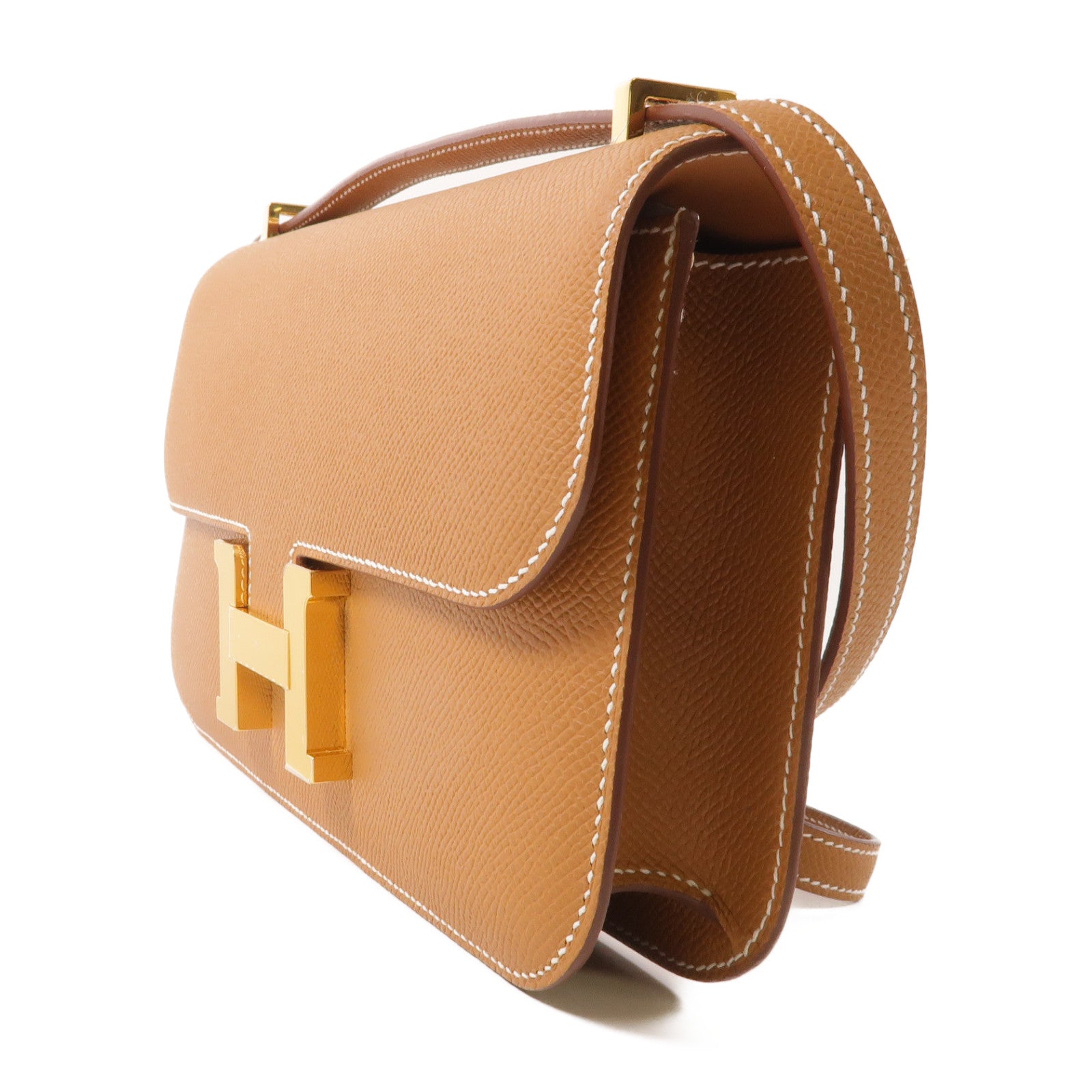 HERMES 【激減優惠】Epsom皮革Constance Elan肩背袋Gold