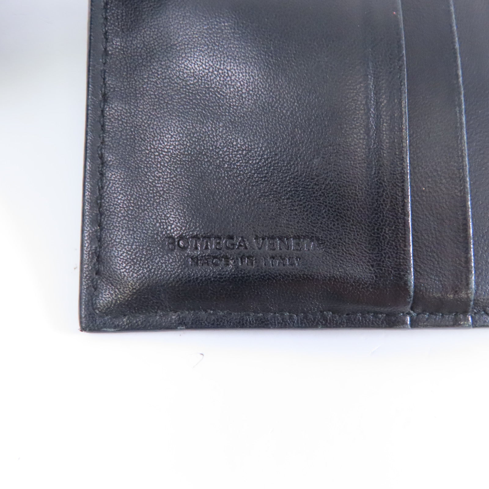 BOTTEGA VENETA 織紋皮革Bifold Wallet金扣錢包黑色