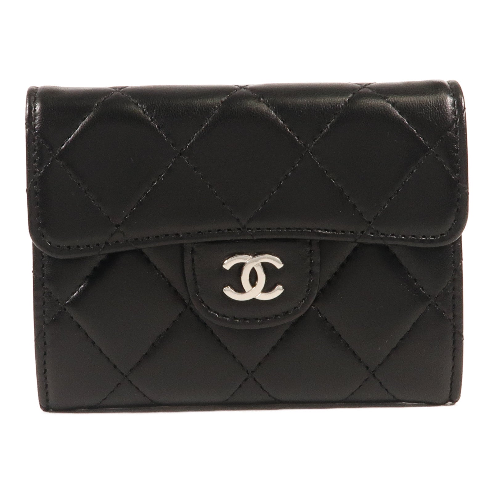 CHANEL 羊皮皮革Card Holder銀扣卡片套