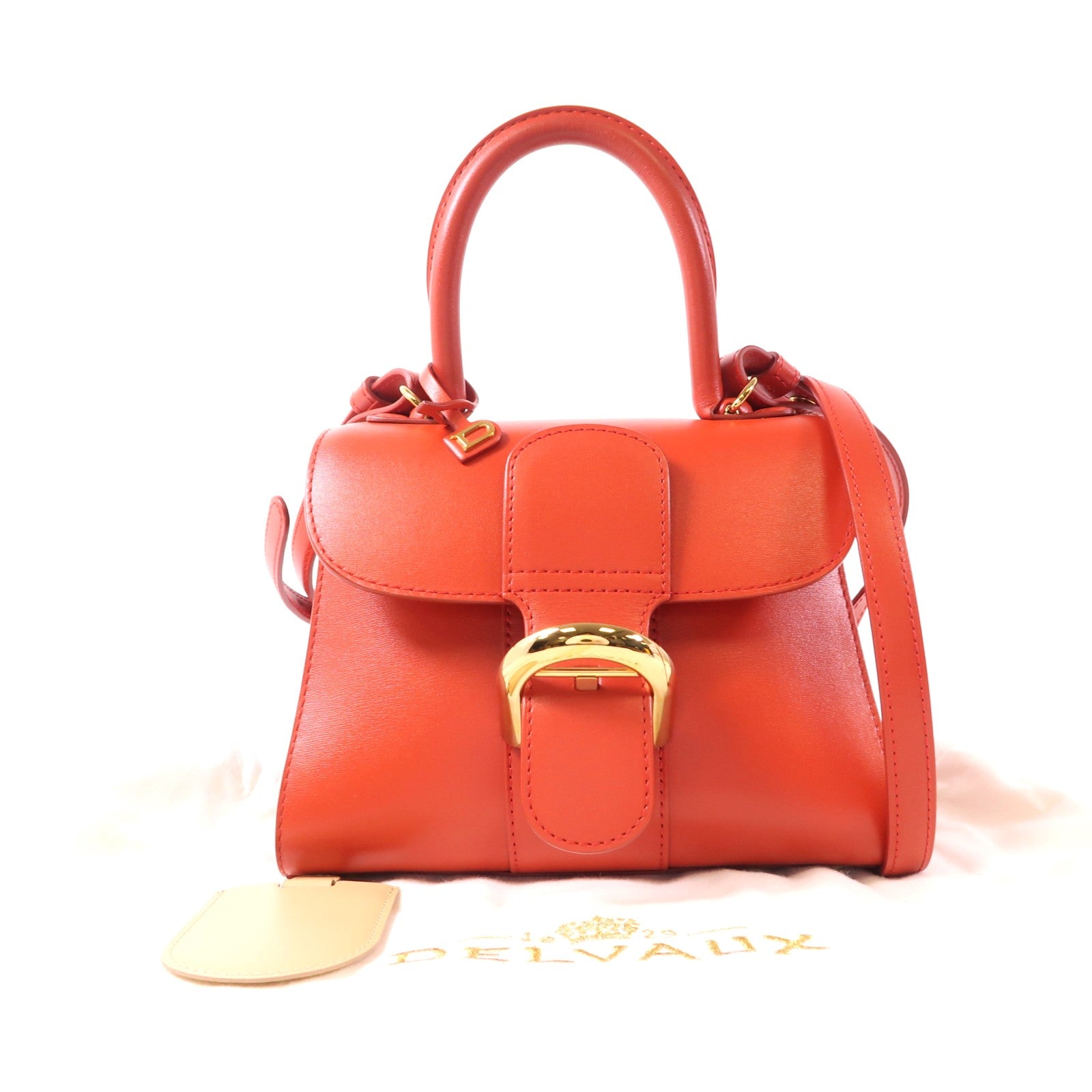 Delvaux 牛皮皮革Brillant Mini金扣手挽肩背兩用袋