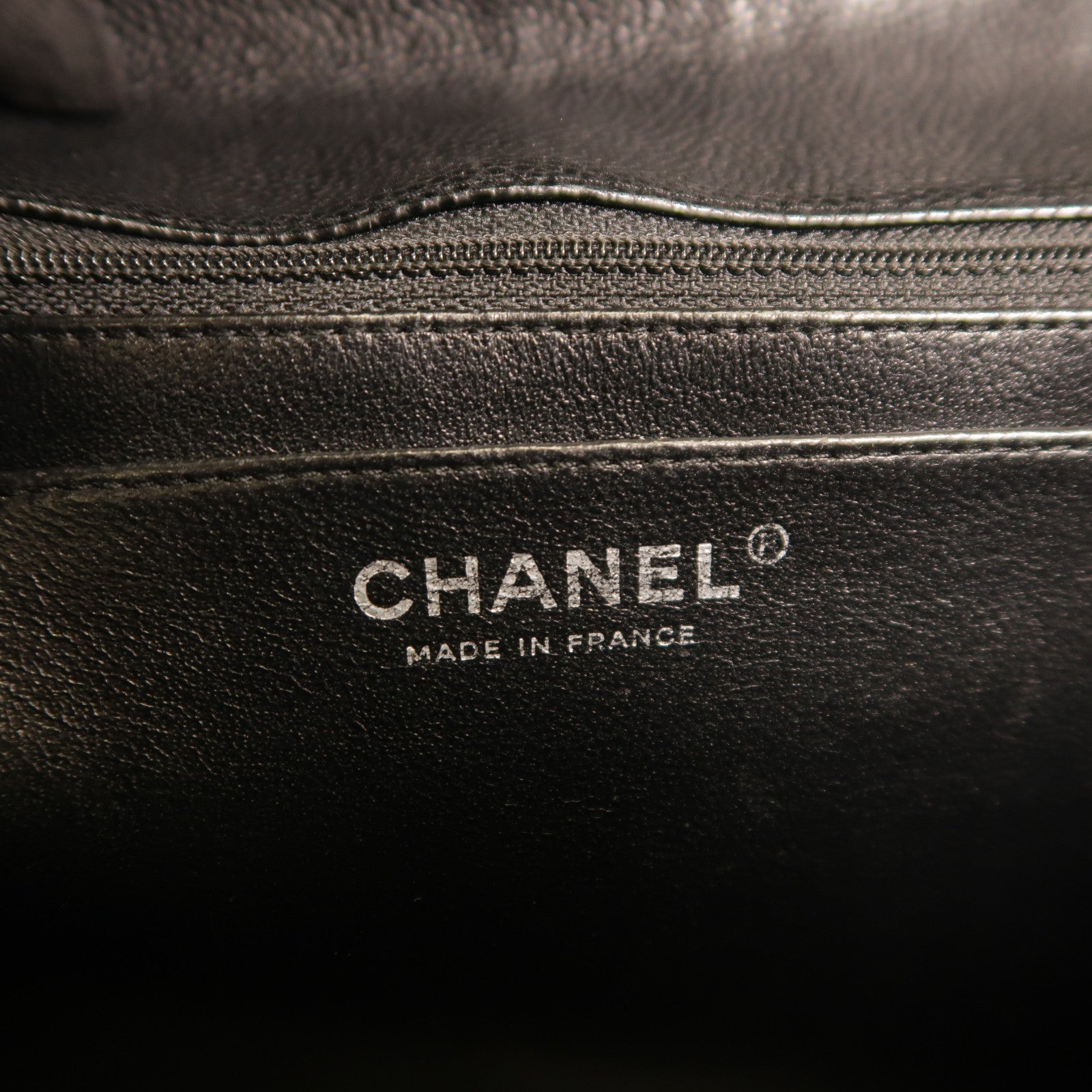 CHANEL 牛皮皮革Large Classic銀扣鏈帶肩背袋