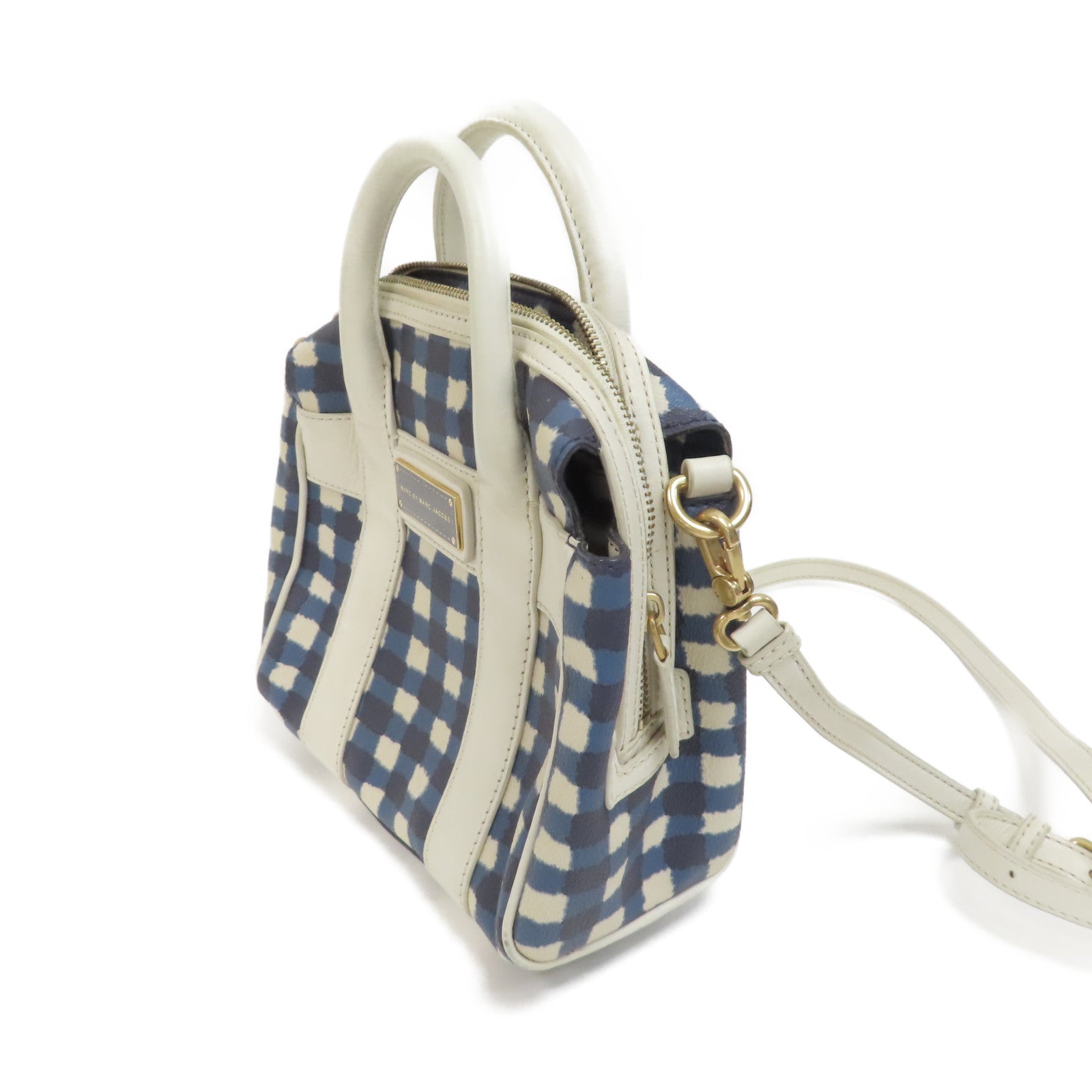MARC BY MARC JACOBS (PRICE DOWN) GHW Chain Shoulder Bag 2Way Calfskin Leather Blue/White