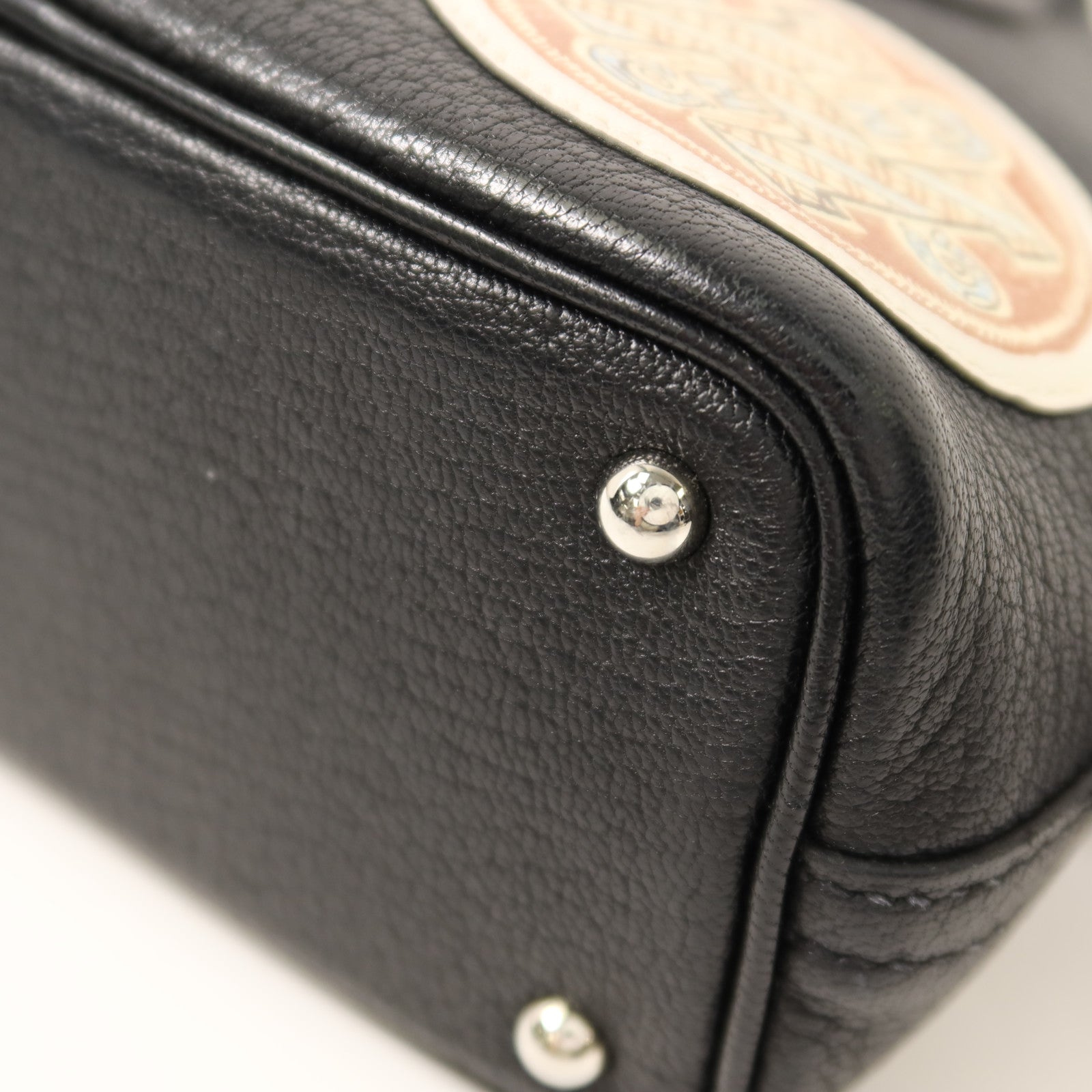 HERMES Chevre皮革Mini Bolide銀扣手挽肩背兩用袋Noir