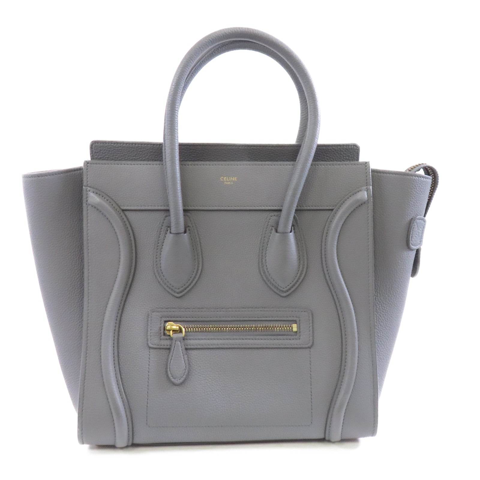 CELINE 牛皮皮革Mirco Luggage金扣手挽袋灰色