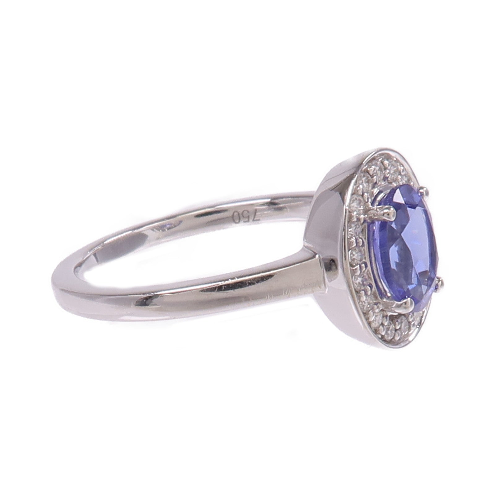 JEWELRY 18K白金Tanzanite Diamond Ring坦桑石/鑽石戒指US#7